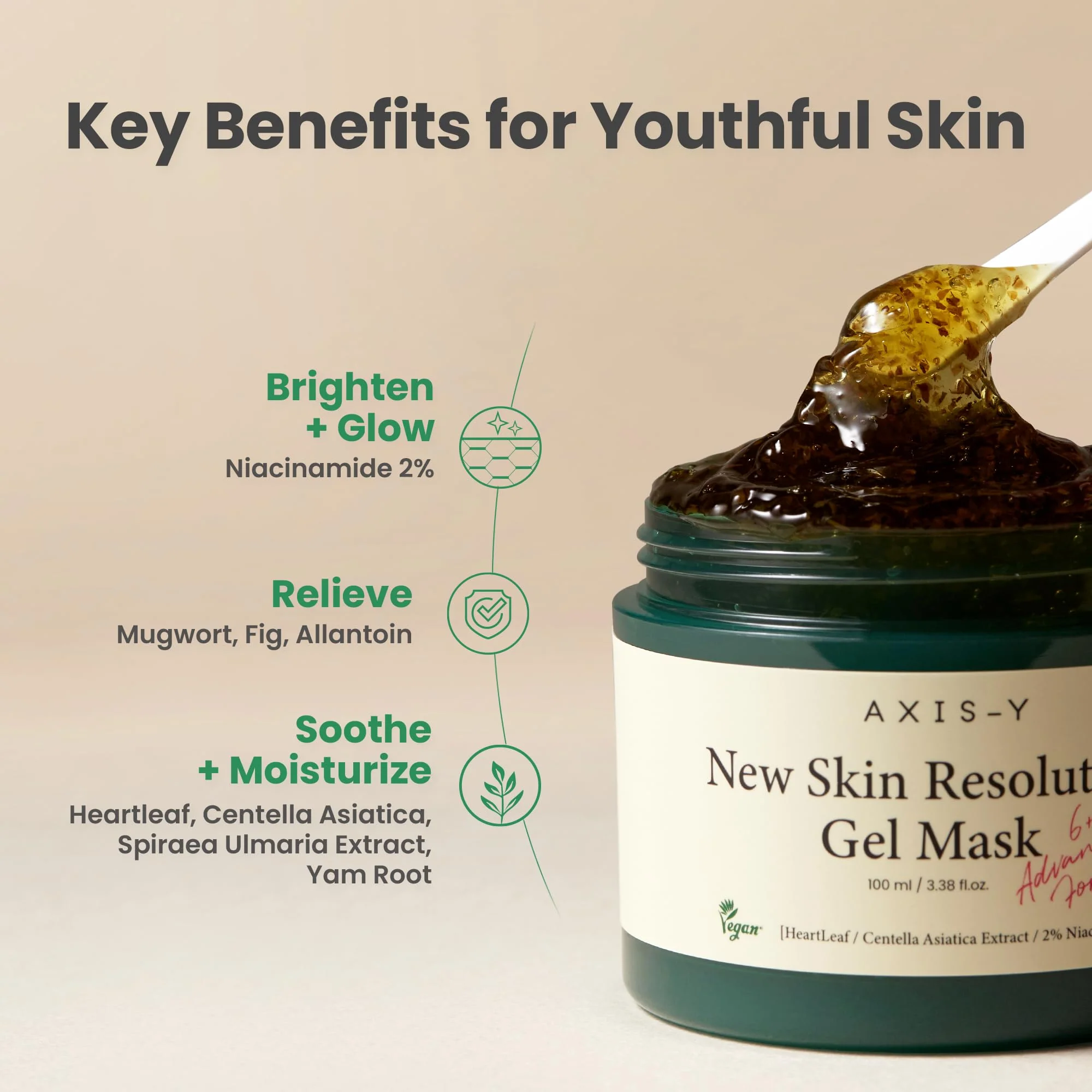 AXIS-Y New Skin Resolution Gel Mask Mugwort with 2% Niacinamide - Spot Treatment for Face, Barrier Repair & Brightening - Vegan Korean Skin Care Face Mask - 3.38 fl. oz. - Image 5