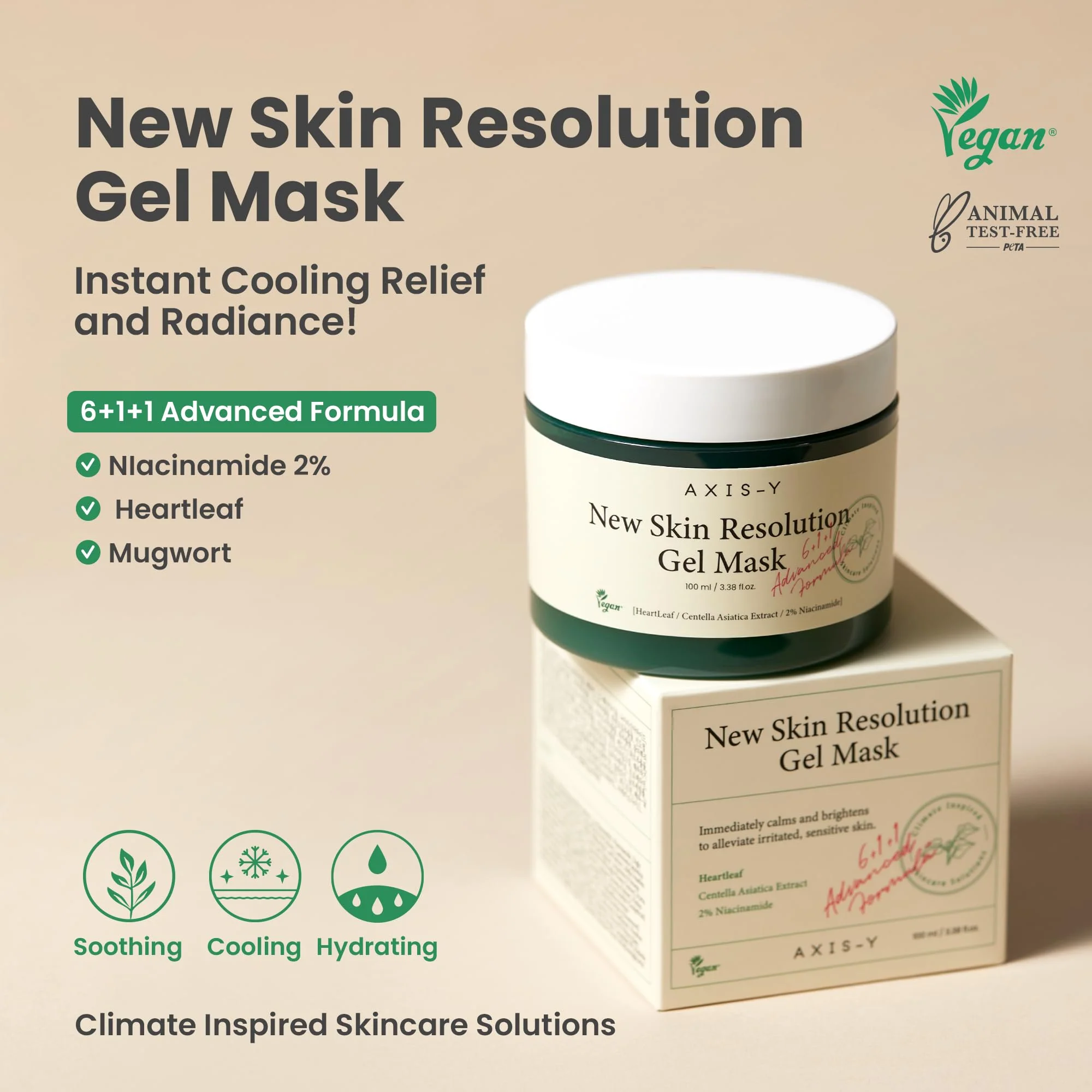 AXIS-Y New Skin Resolution Gel Mask Mugwort with 2% Niacinamide - Spot Treatment for Face, Barrier Repair & Brightening - Vegan Korean Skin Care Face Mask - 3.38 fl. oz. - Image 7
