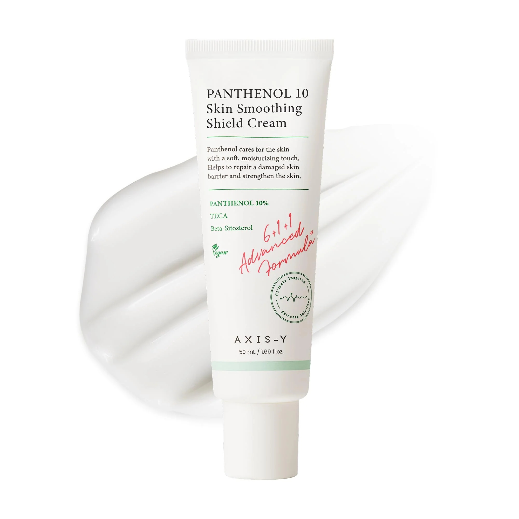 AXIS-Y Panthenol 10 Skin Smoothing Shield Cream - Daily Facial Moisturizer Barrier Cream for Long Lasting Hydration & Soothing - Vegan Korean Skin Care Face Lotion - 1.69 fl. oz.