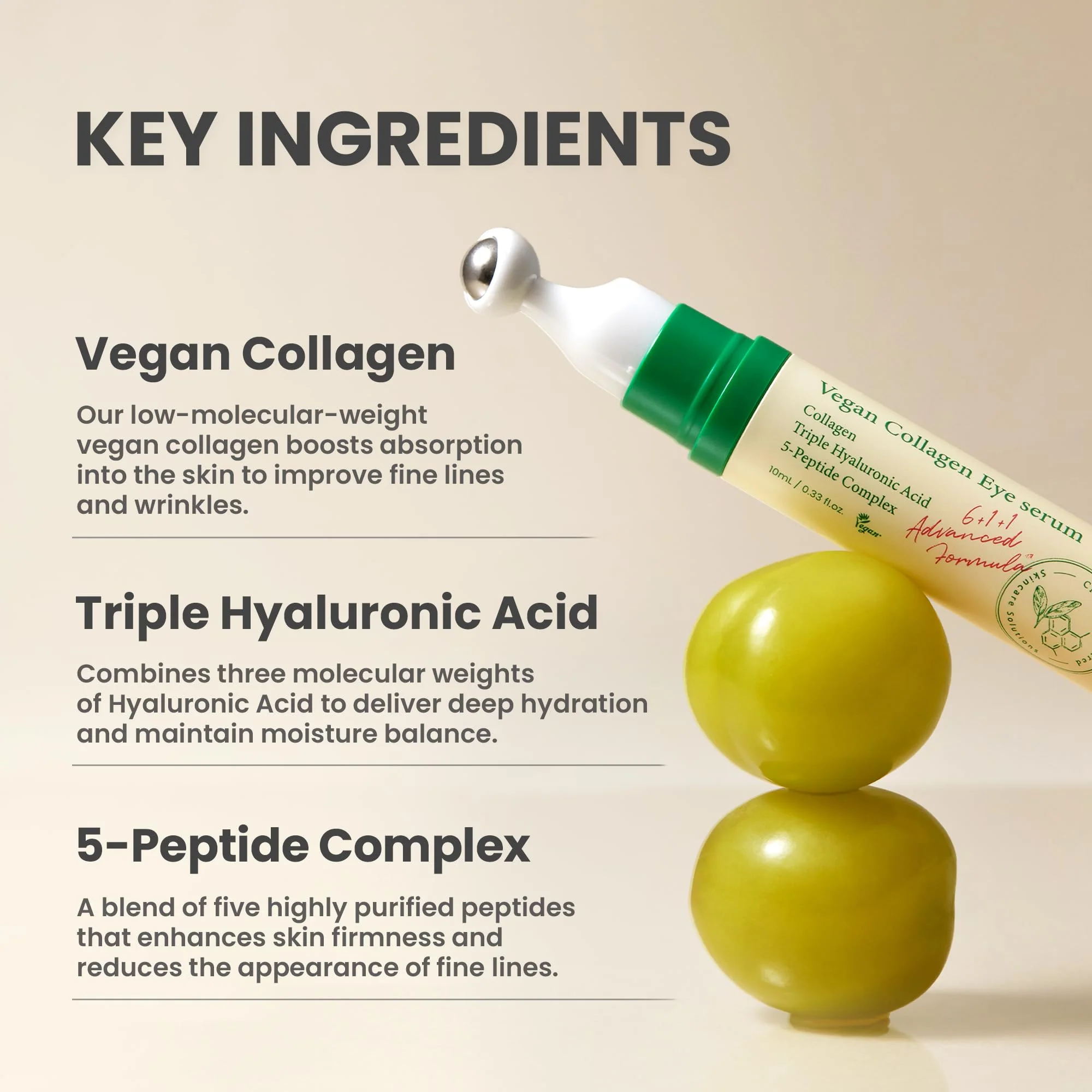 AXIS-Y Vegan Collagen Eye Serum - K Beauty Triple Hyaluronic Acid & Peptide Collagen Serum Improve Skin Elasticity, Reduce Fine Lines & Dark Circles - Vegan Korean Skin Care Eye Cream - 0.33 fl. oz. - Image 7