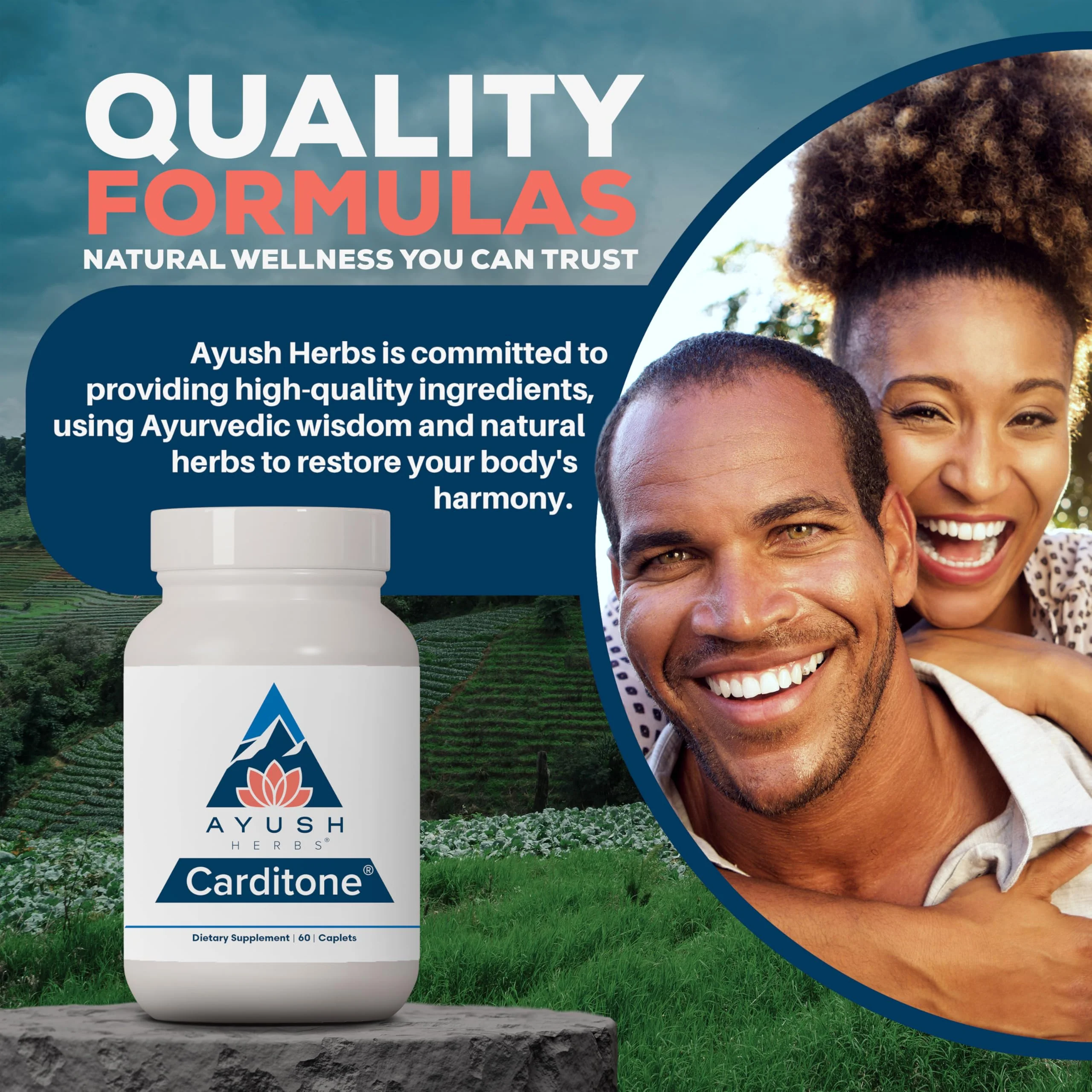 Ayush Herbs Carditone - Natural Heart Health Supplement for Women & Men, BP Formula, Holistic Heart Support with Rauwolfia, Arjuna, Calcium, and Magnesium - 60 Vegetarian Caplets (1 Count) - Image 2