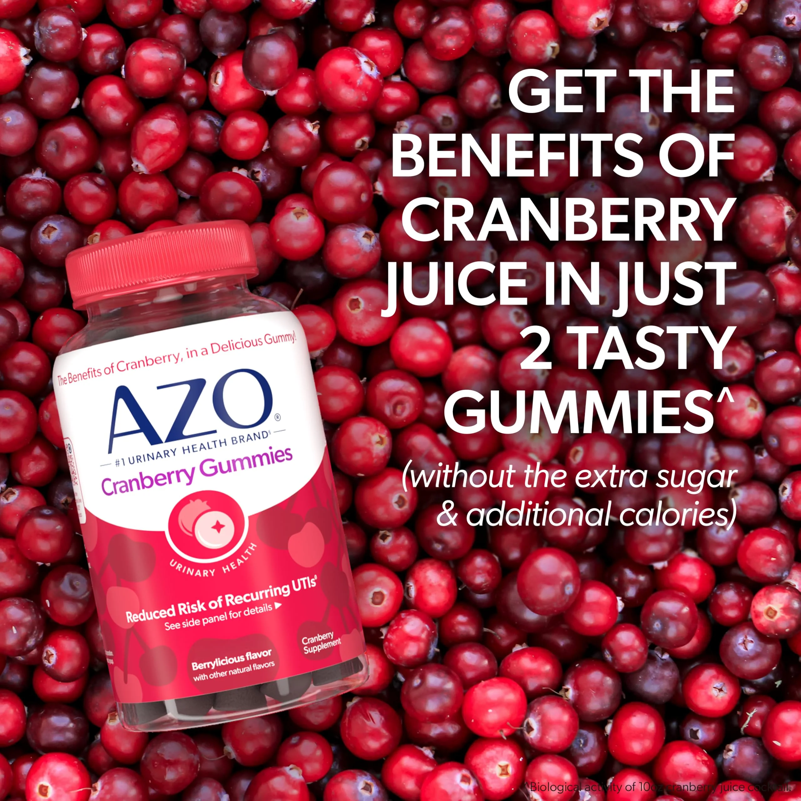 AZO Cranberry Urinary Tract Health Gummies Dietary Supplement 2 Gummies = Glass Cranberry Juice Helps Cleanse Protect Natural Berrylicious Flavor Gummies, Non-GMO, 40 Count - Image 7