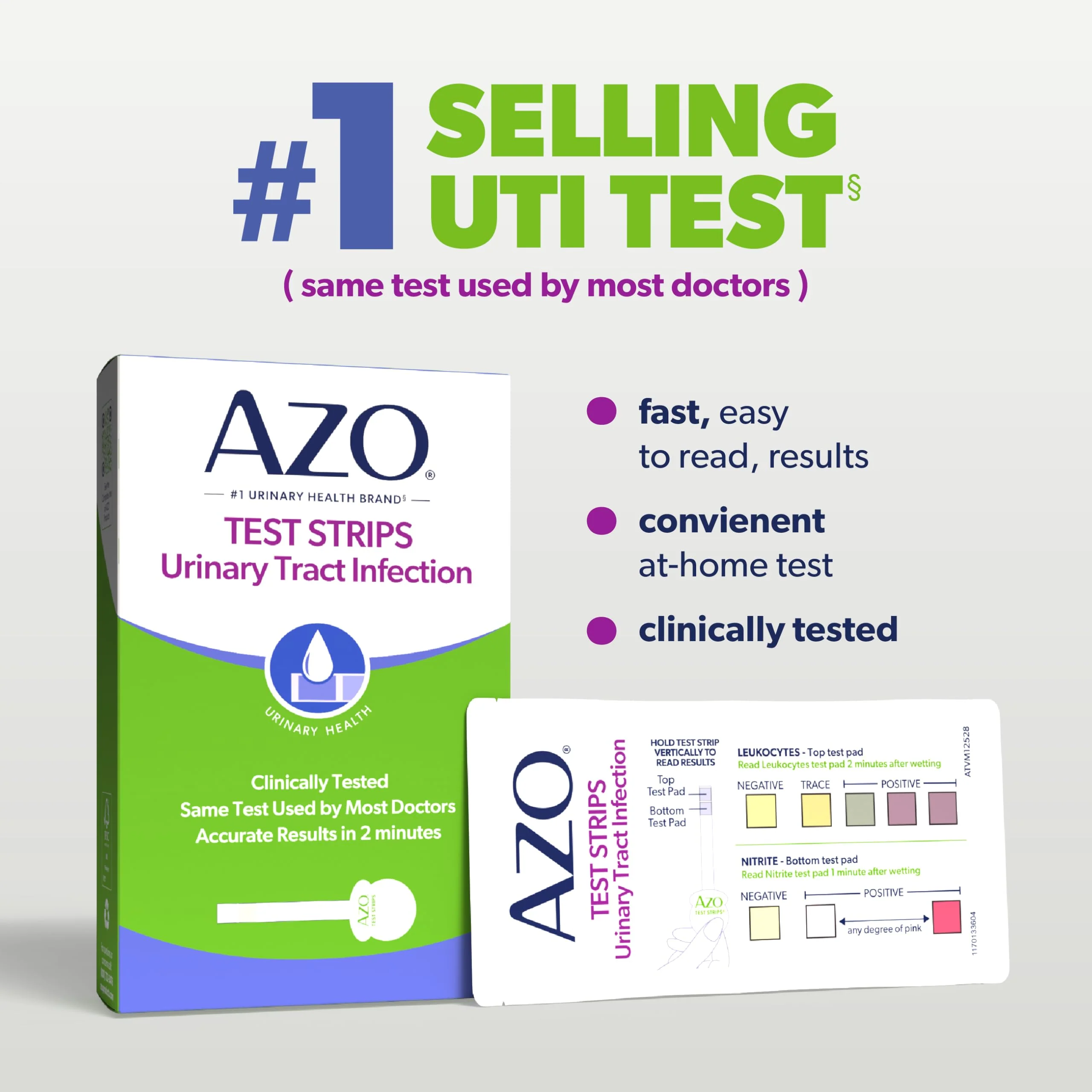 AZO Urinary Tract Infection (UTI) Test Strips, Accurate Results in 2 Minutes, Clinically Tested, Easy to Read Results, Clean Grip Handle, #1 Most Trusted Brand, 3 Count - Image 6