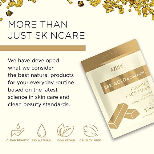 Azure Cosmetics 24K Gold Firming Face Mask- Anti Aging, Hydrating, Toning & Firming Facial Sheet - Helps Reduce Wrinkles & Fine Lines - With Hyaluronic Acid & Collagen - Made in Korea - Pack of 5 - Image 3