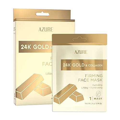 Azure Cosmetics 24K Gold Firming Face Mask- Anti Aging, Hydrating, Toning & Firming Facial Sheet - Helps Reduce Wrinkles & Fine Lines - With Hyaluronic Acid & Collagen - Made in Korea - Pack of 5 - Image 5
