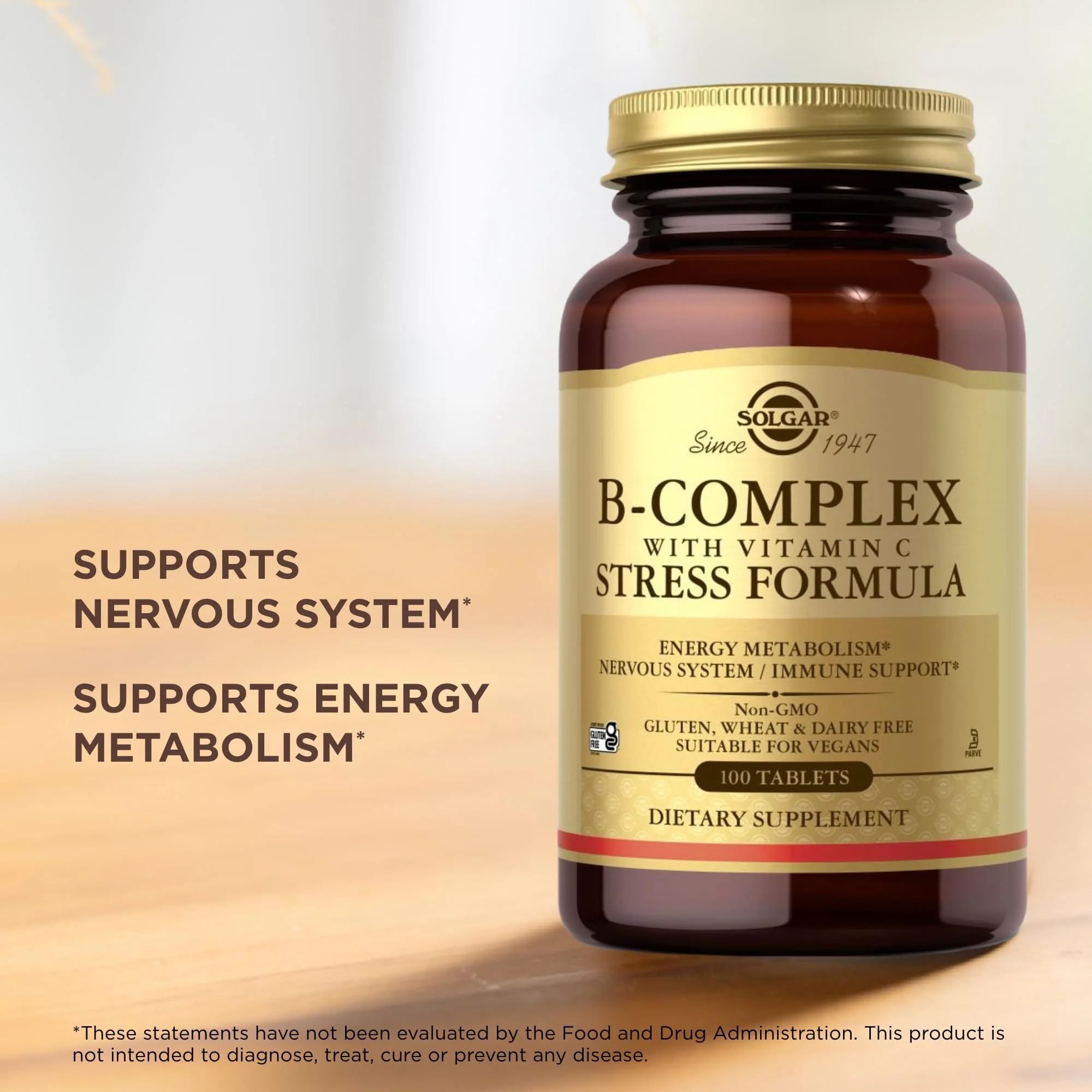 B-Complex with C Stress Formula Solgar 100 Tabs - Image 3