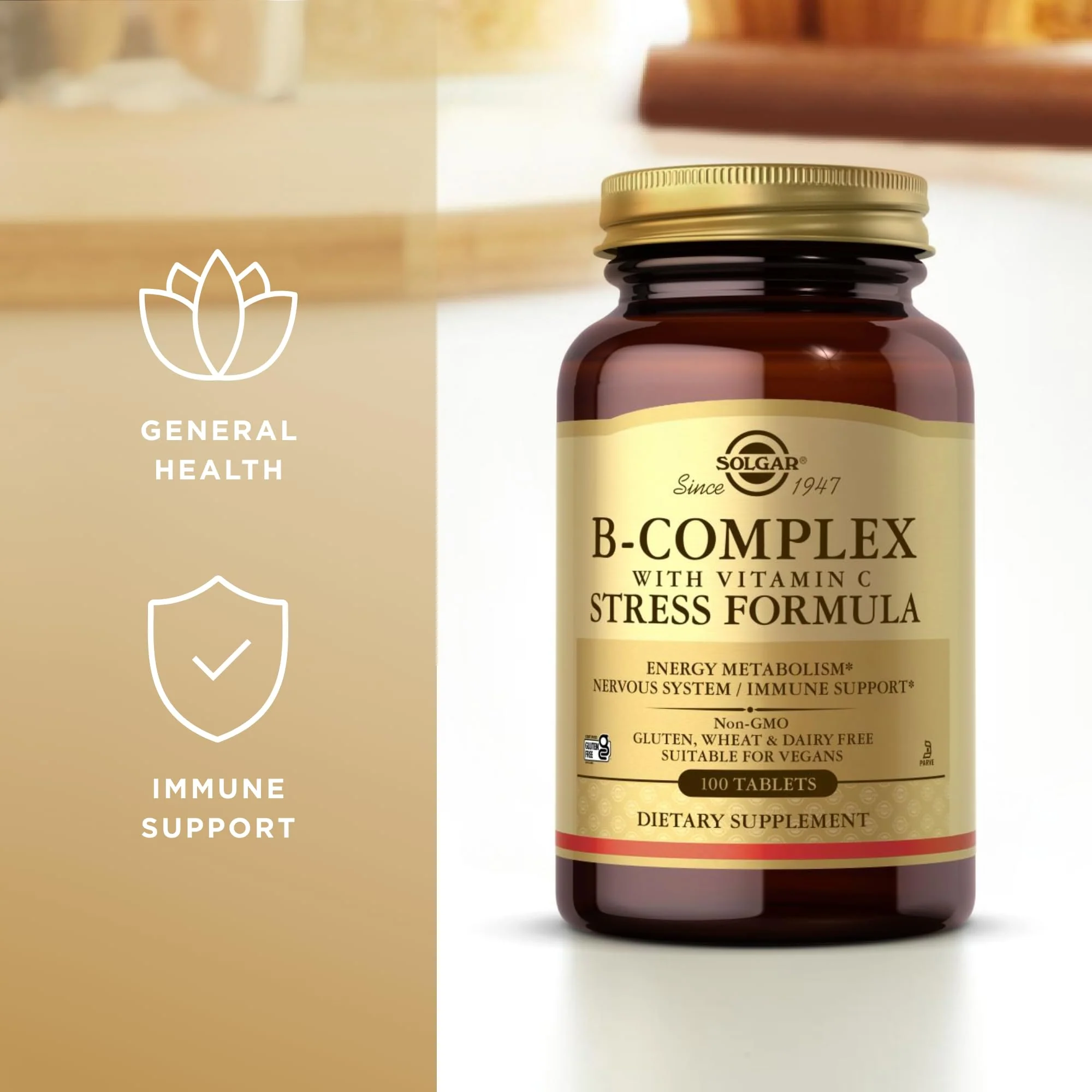 B-Complex with C Stress Formula Solgar 100 Tabs - Image 4