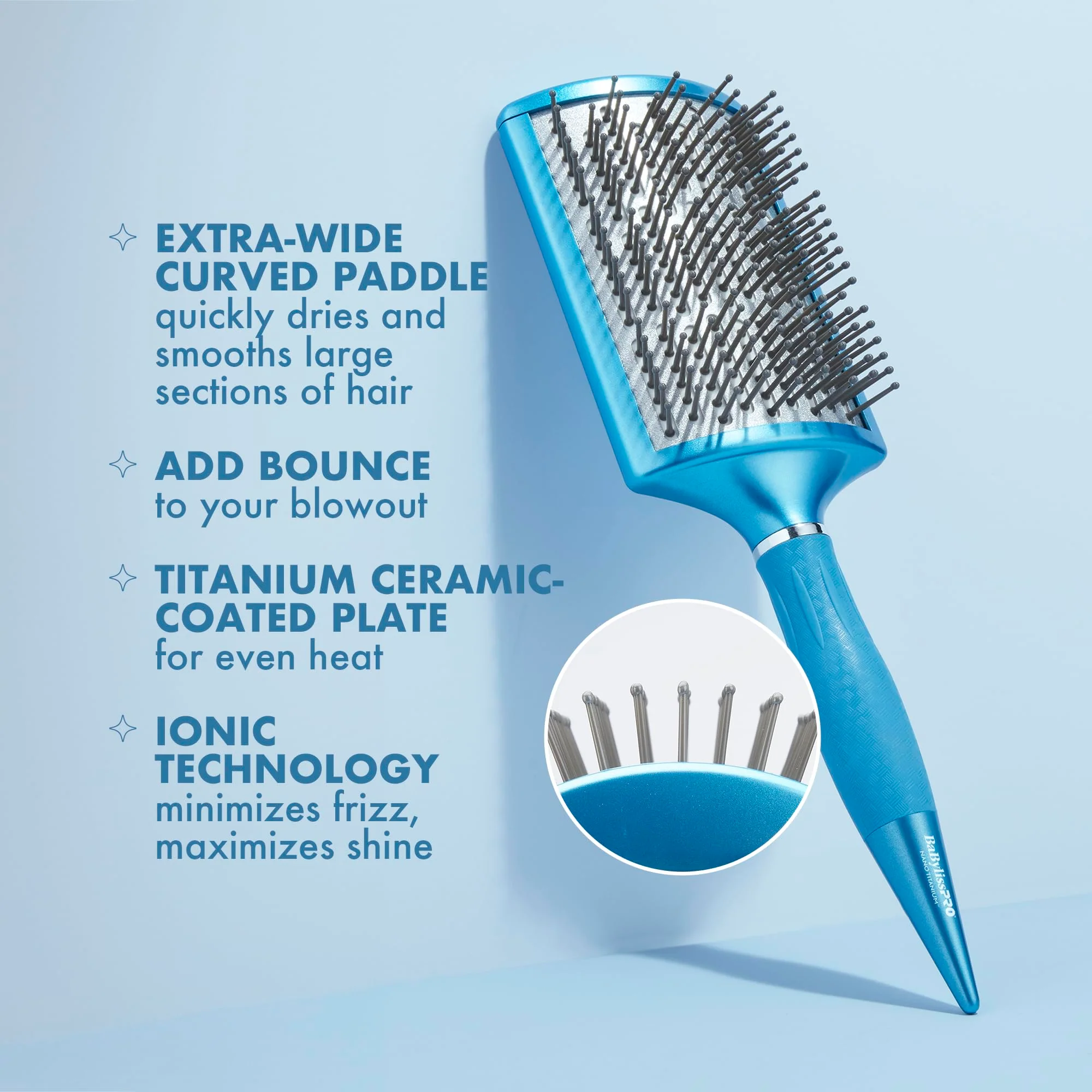 BaBylissPRO Nano Titanium Curved Paddle Brush, Extra-Wide Titanium Ceramic Blow Dryer Brush, Ionic Technology, Smooth, Frizz-Free Styling, Fast Blowouts - Image 4