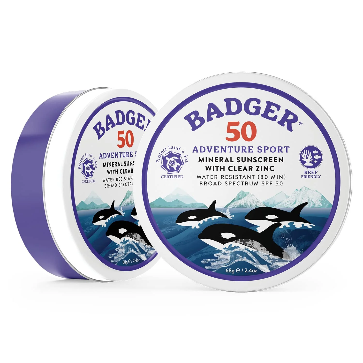 Badger Biodegradable Reef Safe Sunscreen, SPF 50 Mineral Sunscreen, 98% Organic Ingredients, Unscented, Water Resistant Adventure Sport Sun Cream, Travel Size 2.4 oz Tin - Image 3