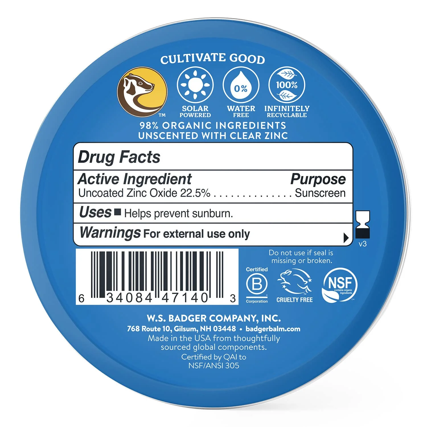 BADGER Clear Zinc Sunscreen Cream SPF40, 2.4 OZ - Image 6