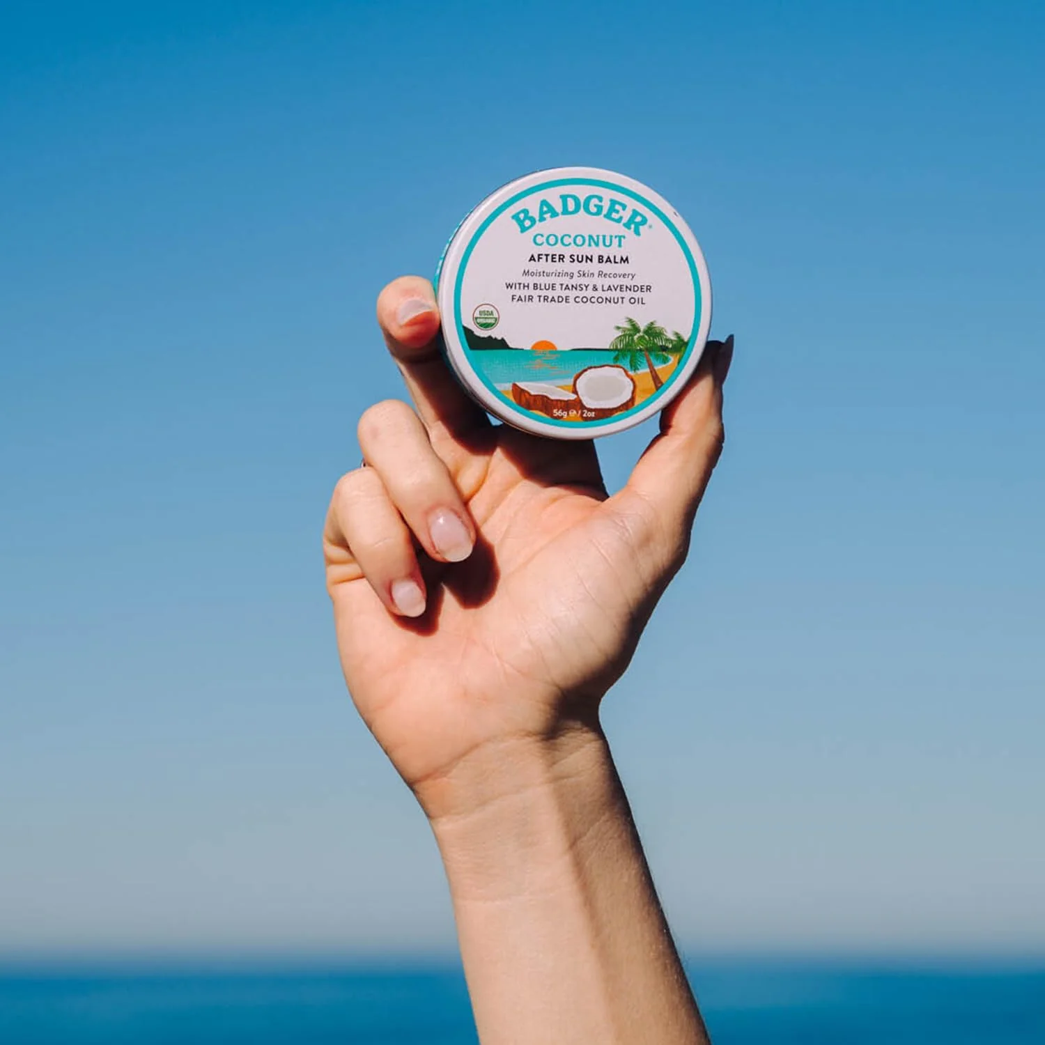 Badger Coconut AfterSun Balm, 100% Organic Soothing Sunburn Relief, Great Smelling, Moisturizing & Hydrating After Sun Skin Care, 2 oz Tin - Image 4