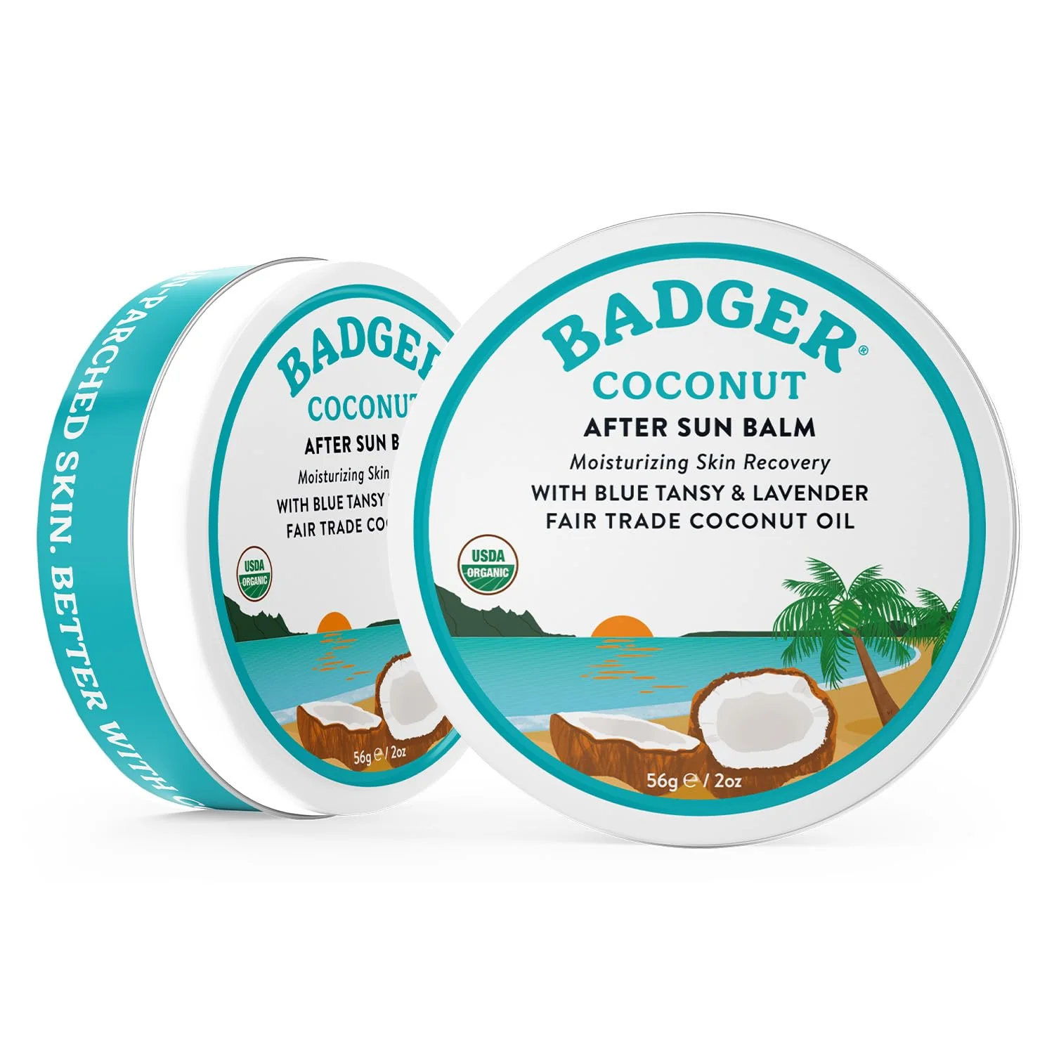 Badger Coconut AfterSun Balm, 100% Organic Soothing Sunburn Relief, Great Smelling, Moisturizing & Hydrating After Sun Skin Care, 2 oz Tin - Image 6