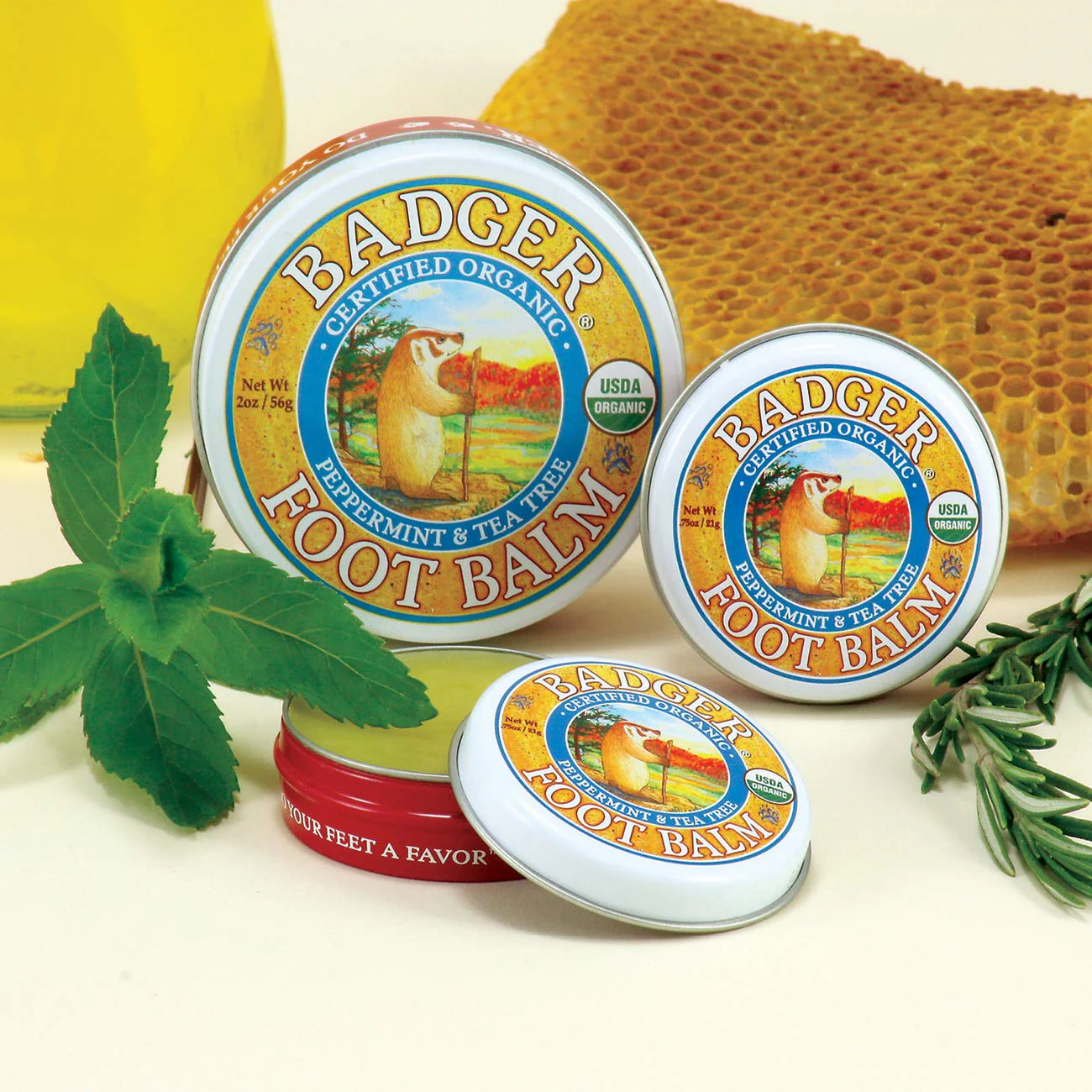 Badger Foot Balm, 100% Organic Foot Cream for Dry Cracked Heels and Feet, Fast Acting Foot Care for Women & Men, All-Natural Cracked Heel Treatment, .75 oz Tin - Image 2