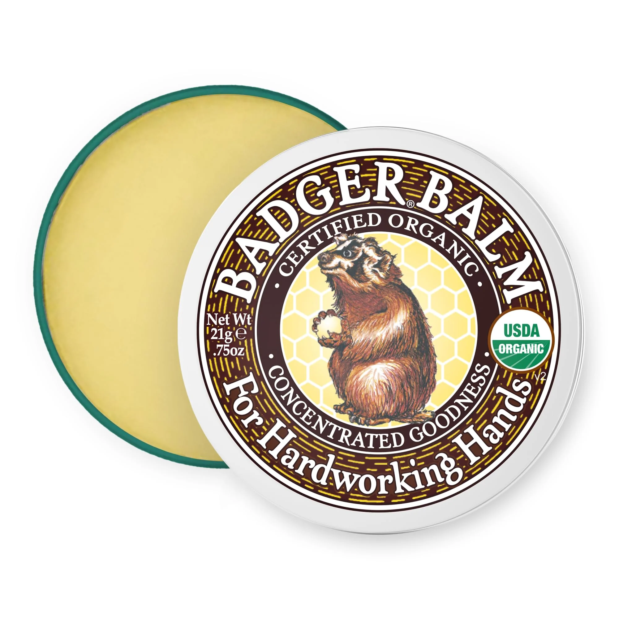Badger Healing Balm, Hard Working Hands Cream, Organic Hand Cream for Dry Cracked Hands, Long Lasting Hand Moisturizer/Dry Hands Treatment, .75 oz Tin