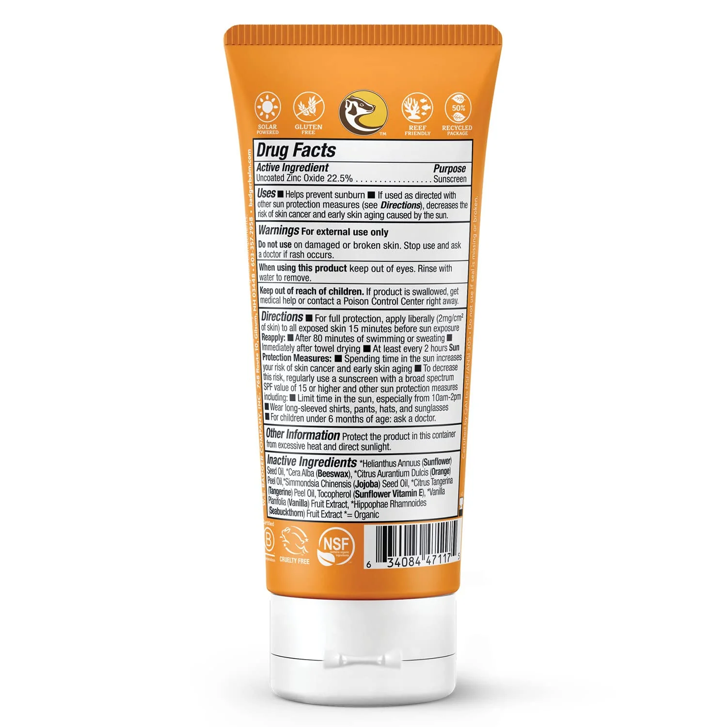 Badger Kids Mineral Sunscreen Cream SPF 40, 98% Organic Ingredients, Zinc Oxide Sunscreen for Kids Face & Body, Water Resistant, Reef Friendly, Hawaii Approved Sunblock, 2.9 fl oz, 2-Pack - Image 6