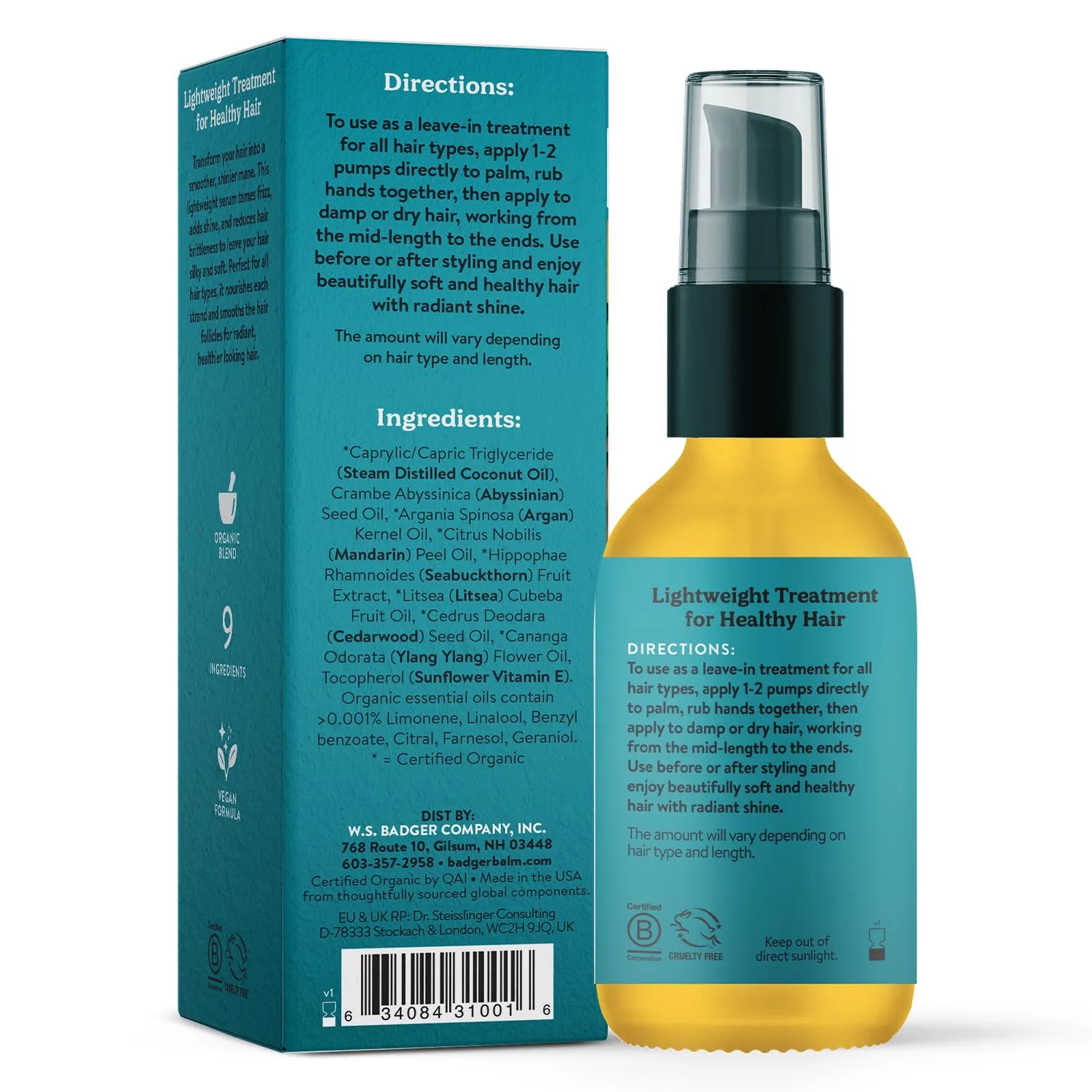 Badger Organic Argan Hair Oil, Restore a Healthy Shine to Dry Brittle Hair, Organic Moroccan Argan Oil Hair Moisturizer/Hair Serum, 2 fl oz Glass Bottle - Image 6