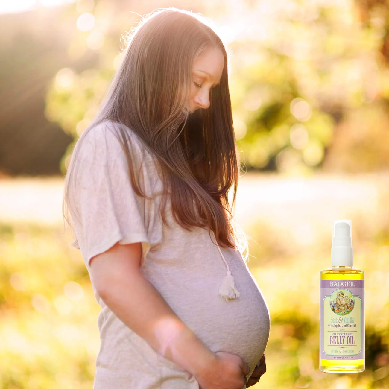 Badger Organic Pregnant Belly Oil - Jojoba & Coconut - 4 oz. - Image 2
