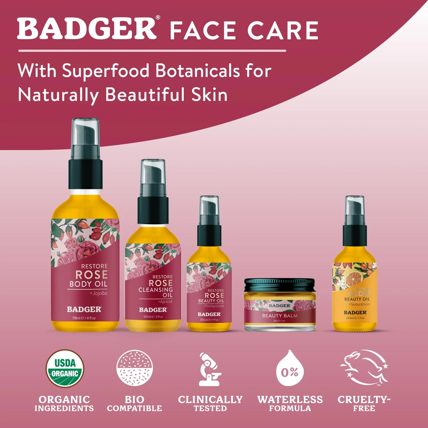Badger Rose Body Oil, 100% Organic Rose Scented Body Oil, All Natural Body Moisturizer, Organic Jojoba & Rose Oils Soothe Dry Skin, 4 fl oz Glass Bottle - Image 6