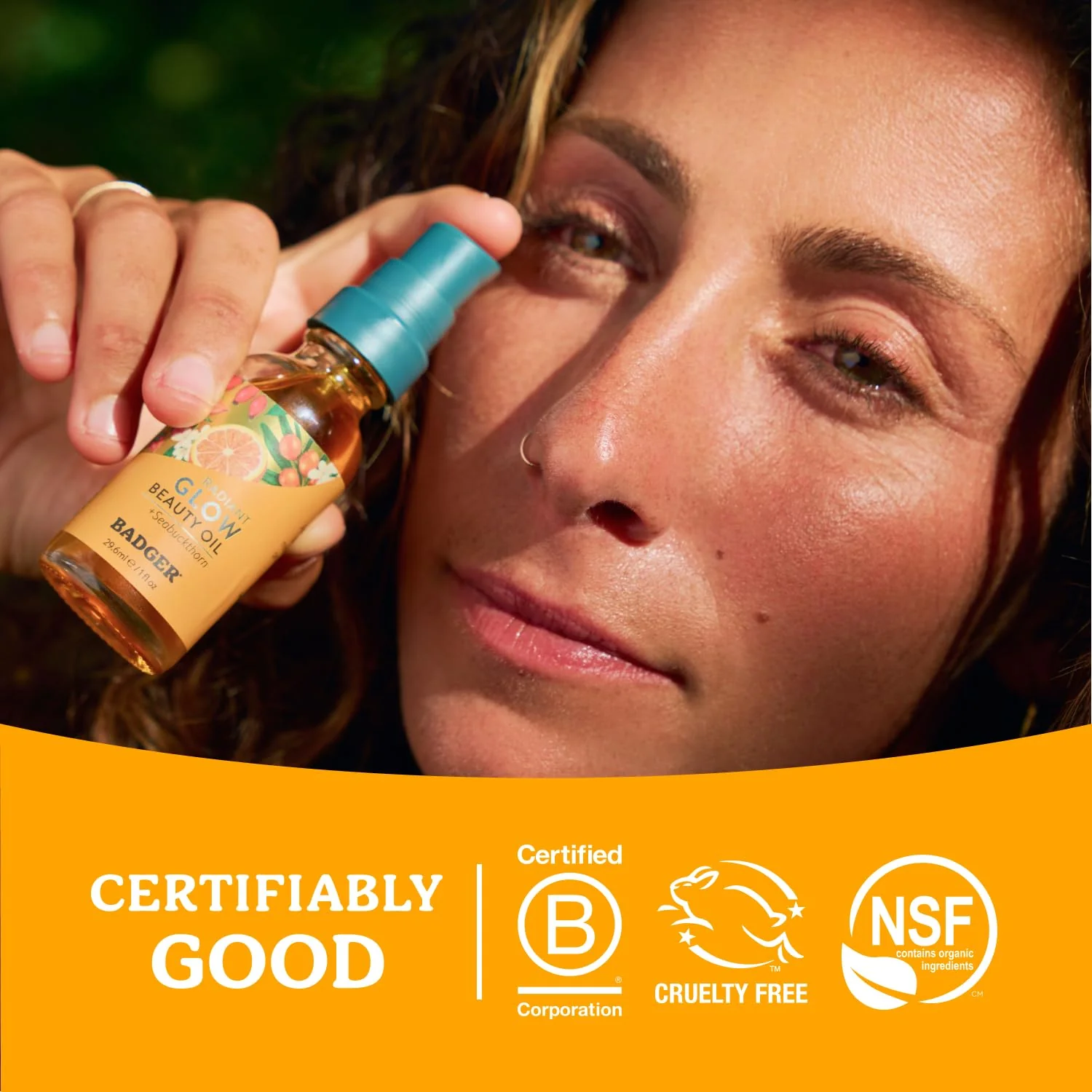 Badger Seabuckthorn Face Oil, Organic Face Moisturizer for Women & Men, Nourishing & Soothing Organic Jojoba, Baobab & Vitamin E Oil, Vegan Antioxidant Rich Facial Oil, 1 fl oz Glass Bottle - Image 2