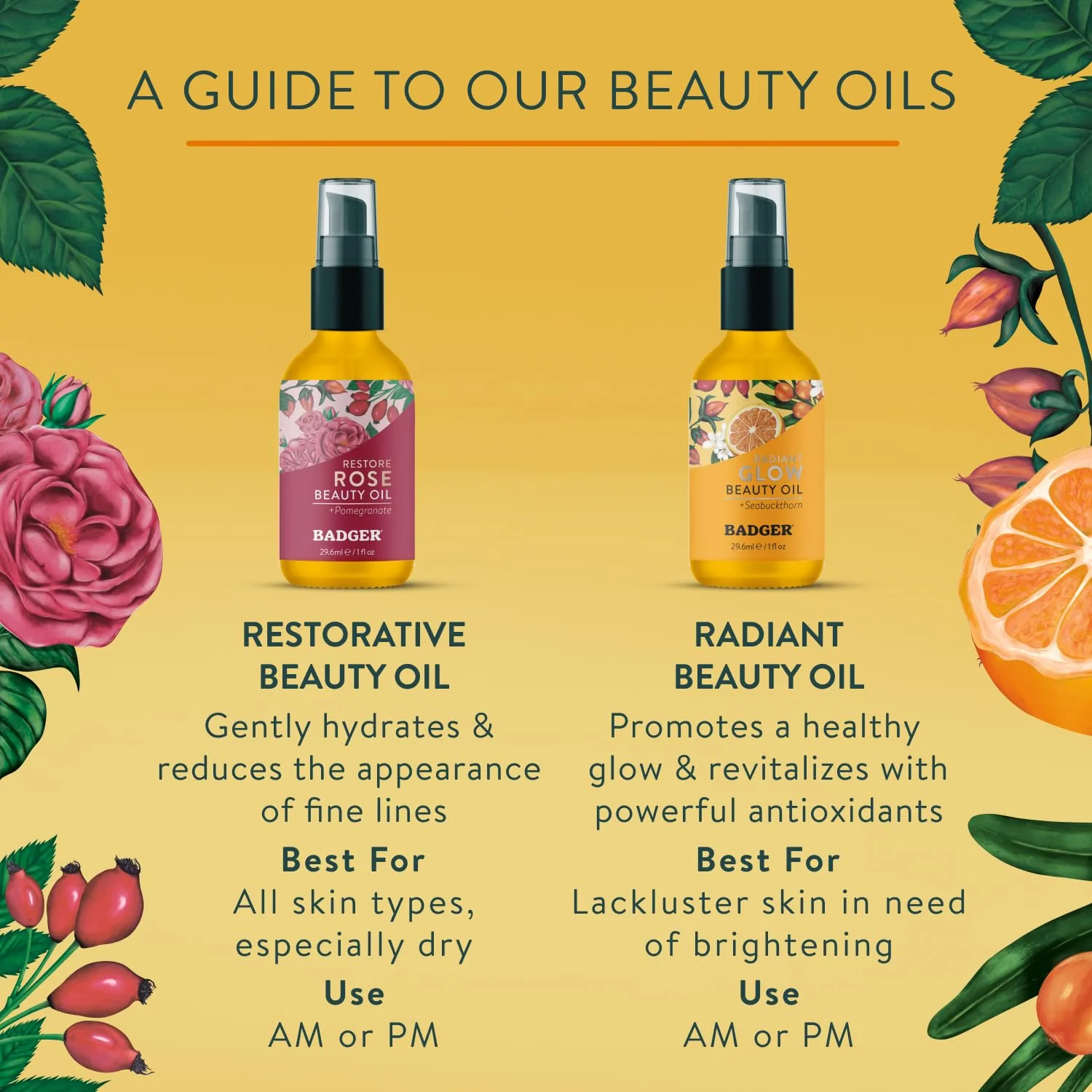 Badger Seabuckthorn Face Oil, Organic Face Moisturizer for Women & Men, Nourishing & Soothing Organic Jojoba, Baobab & Vitamin E Oil, Vegan Antioxidant Rich Facial Oil, 1 fl oz Glass Bottle - Image 4
