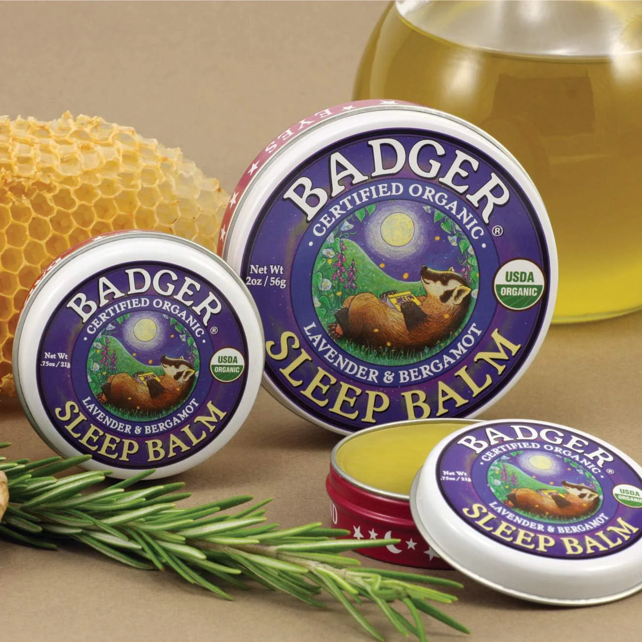 Badger Sleep Balm, Organic Essential Oil Aromatherapy Natural Sleep Balm for Adults & Kids, Relaxing & Calming Lavender & Bergamot Natural Sleep Support, .75 oz Tin, 2-Pack - Image 2