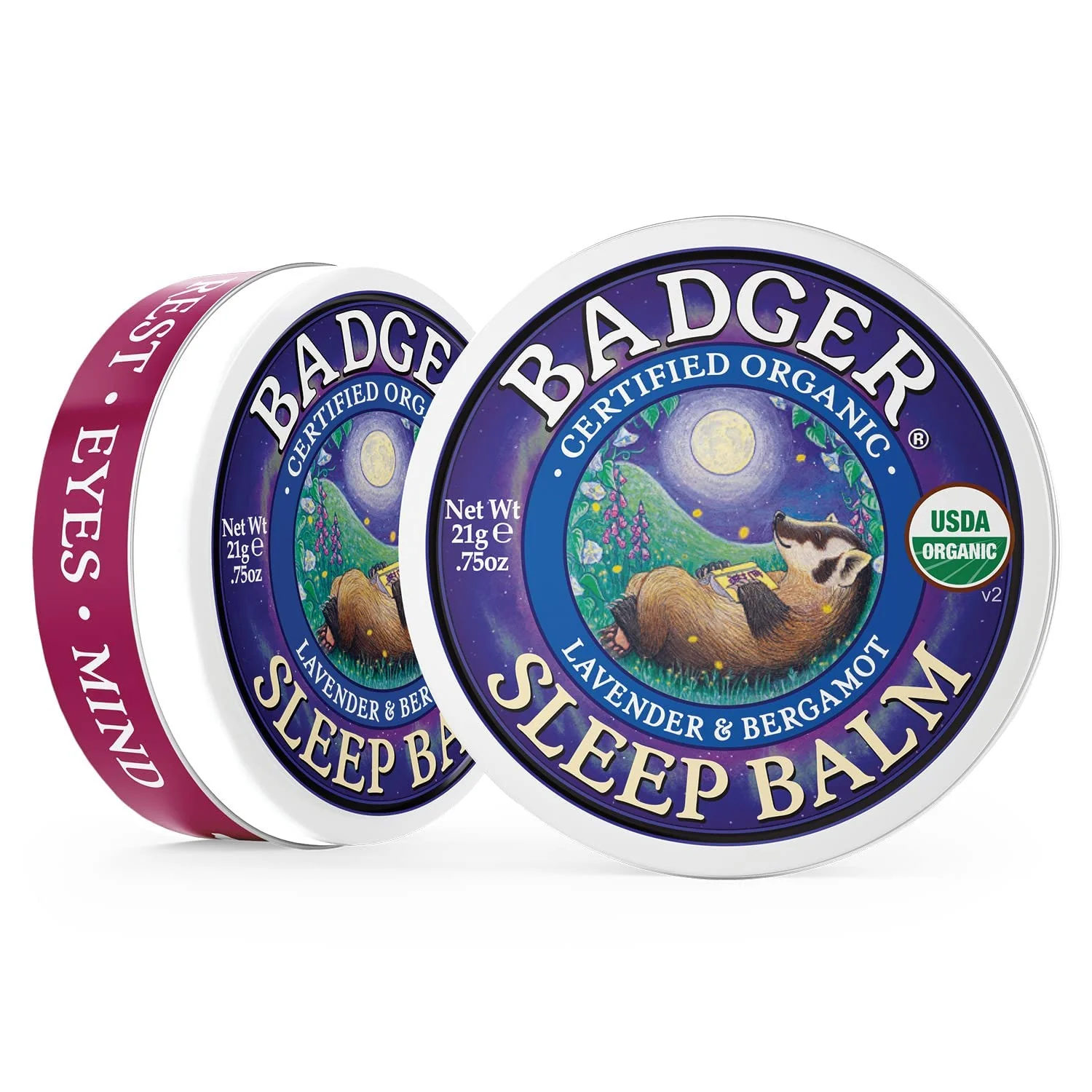 Badger Sleep Balm, Organic Essential Oil Aromatherapy Natural Sleep Balm for Adults & Kids, Relaxing & Calming Lavender & Bergamot Natural Sleep Support, .75 oz Tin, 2-Pack - Image 6