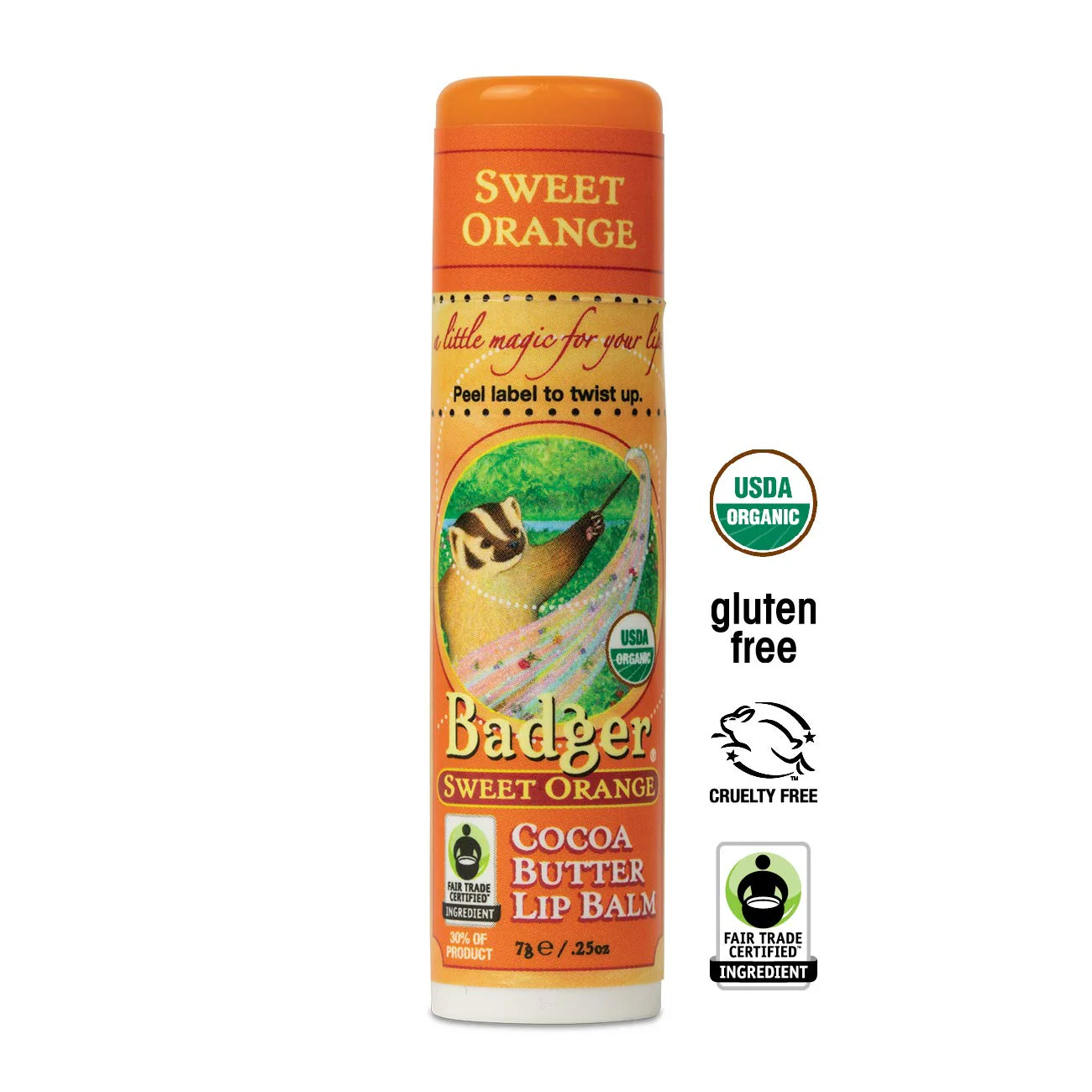 Badger Sweet Orange Cocoa Butter Lip Balm - .25oz Stick - Image 6