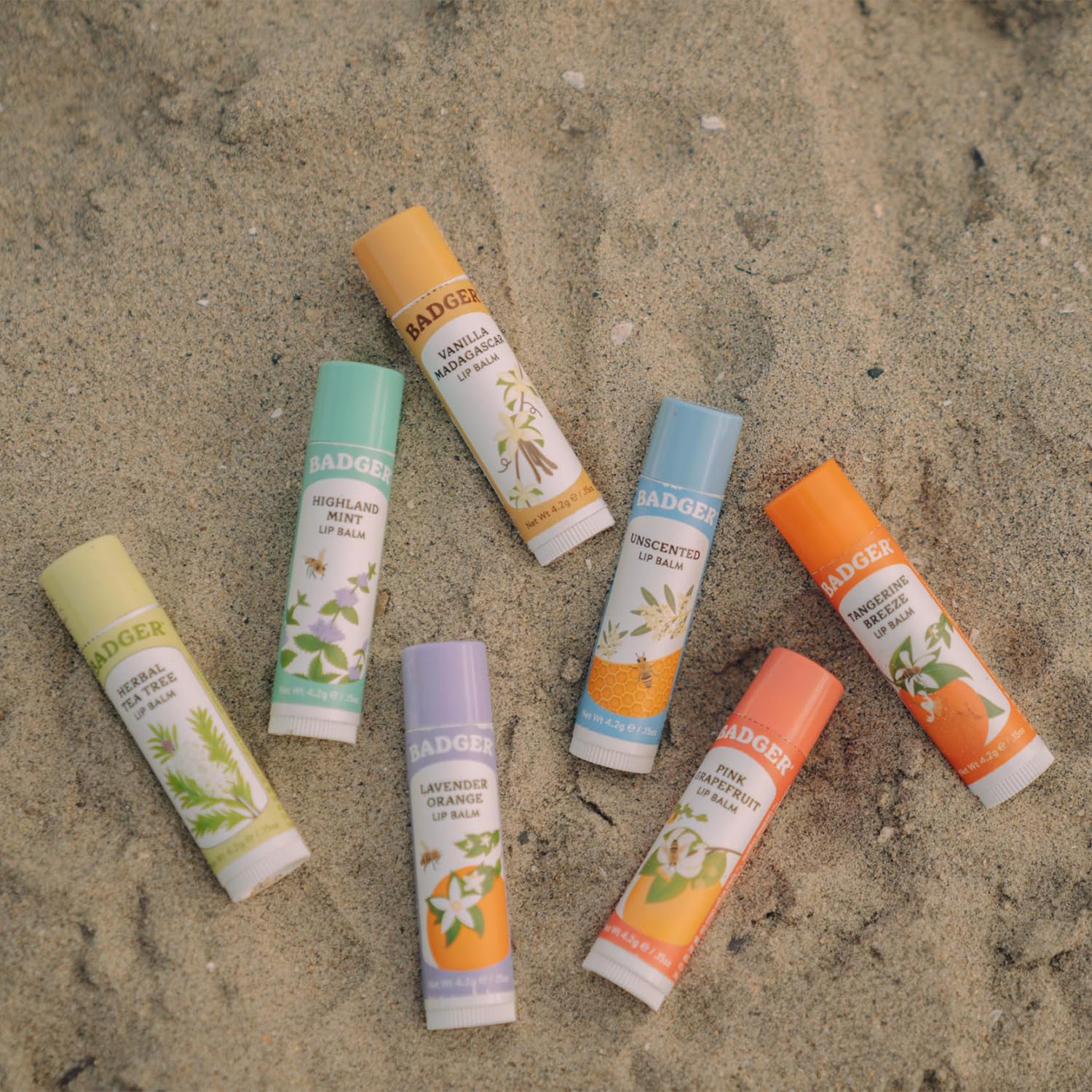 Badger Tangerine Breeze Classic Lip Balm, 100% Organic Lip Balm, Long Lasting Lip Care w/Light Silky Texture, Bright & Cheerful Lip Balm for Kids & Adults, 4 Pack - Image 3
