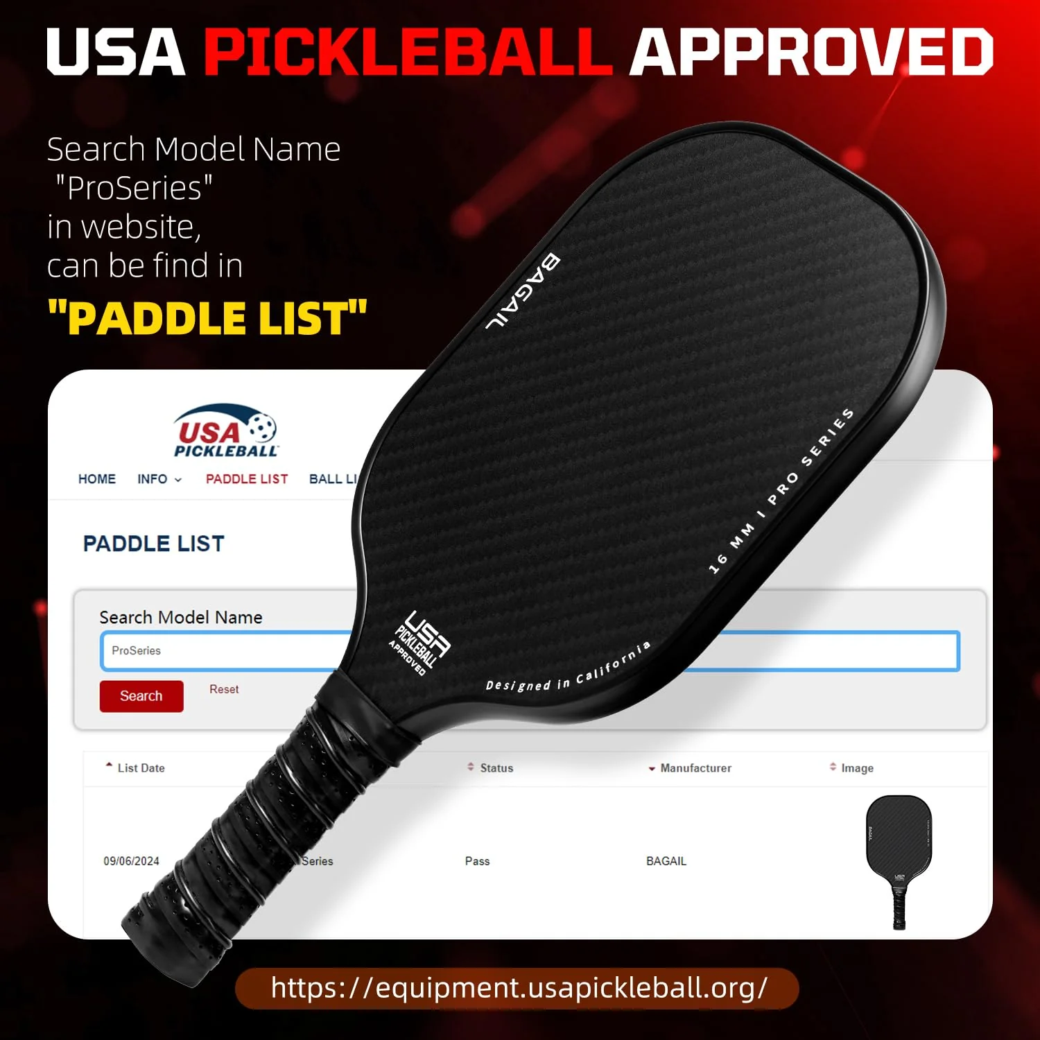 BAGAIL Pickleball Paddles, USAPA Approved Fiberglass Surface Pickleball Set, Lightweight Pickle Ball Rackets with 4 Balls, 1 Bag, Designed in California for Traction and Stability - 4 Pack, Black - Image 8