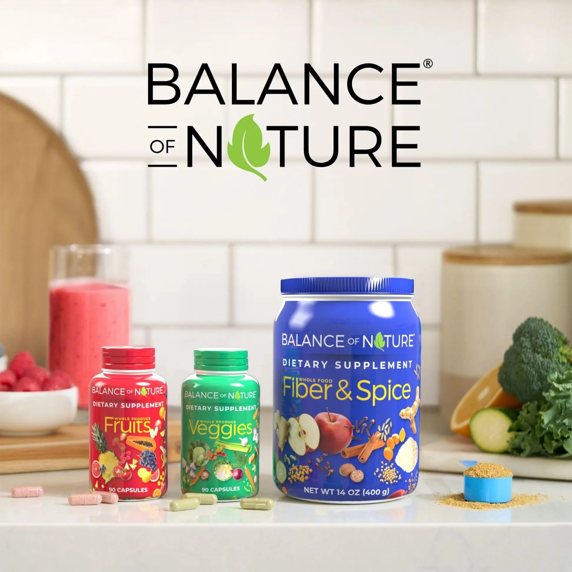 Balance of Nature Fruits & Veggies Supplements - Whole Fruit and Vegetable Ingredients for Women, Men, and Kids - 90 Fruits Capsules, 90 Veggies Capsules - 1 Set - Image 2