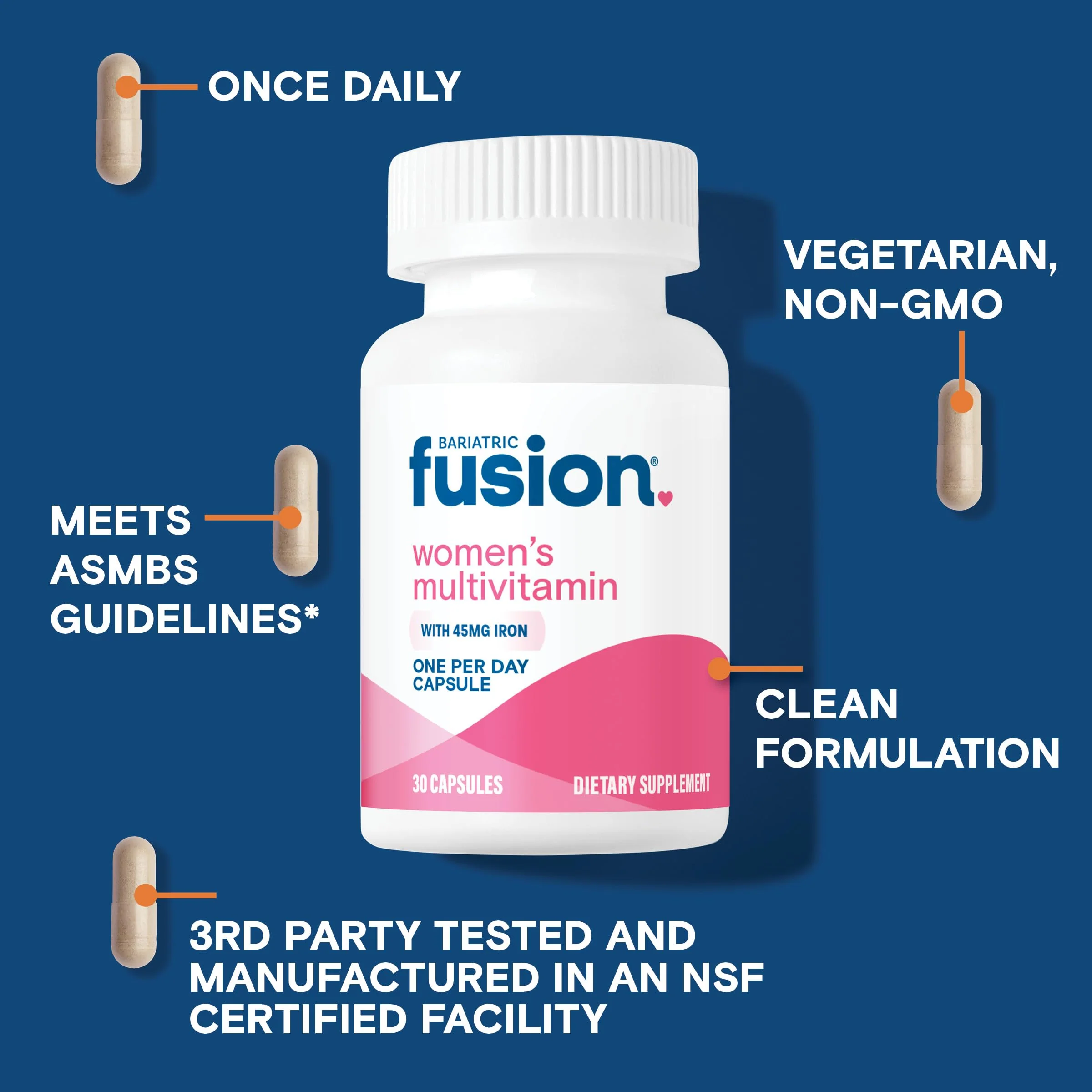 Bariatric Fusion One Per Day Bariatric Multivitamin with Iron for Women | with Hair and Nails Vitamins Blend | Gastric Bypass and Sleeve Gastrectomy | 30 Capsules | 1 Month Supply - Image 7