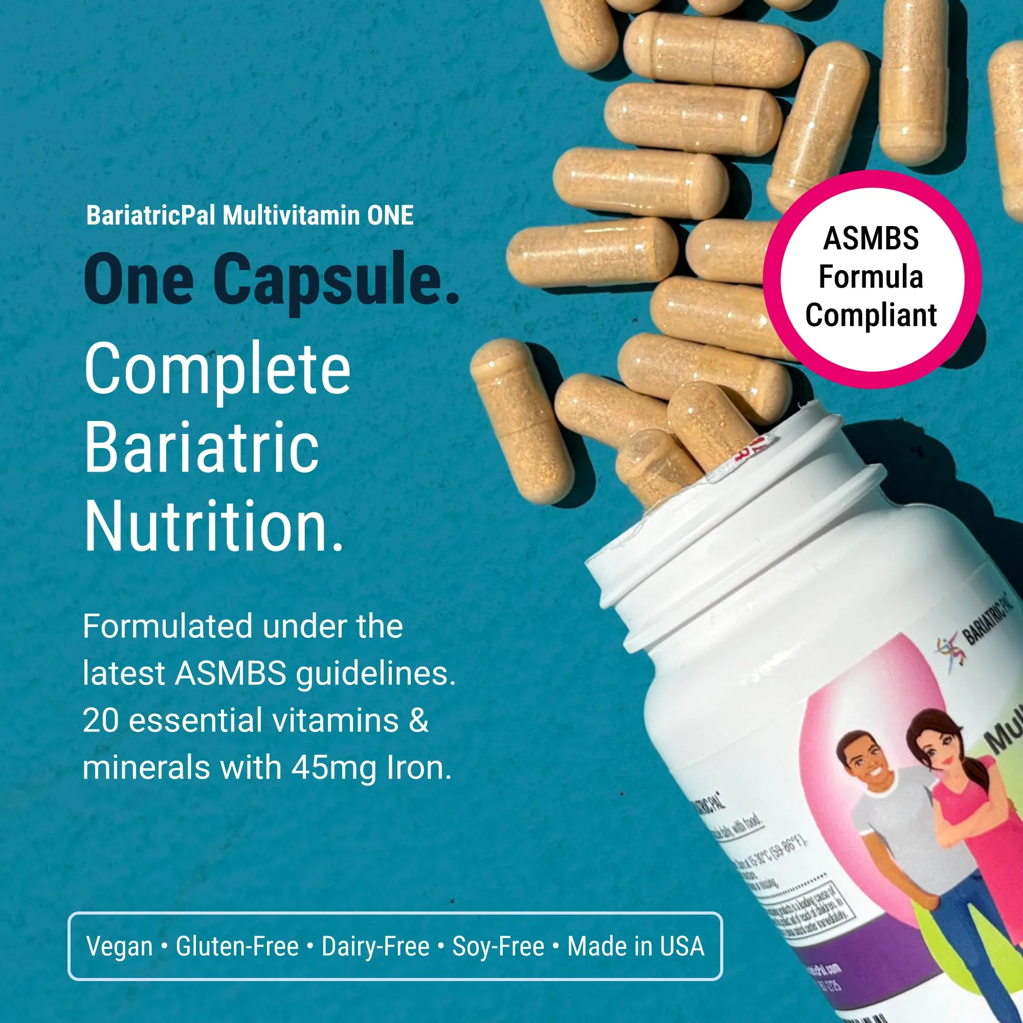 BariatricPal Multivitamin ONE 1 per Day! Bariatric Multivitamin Capsule with 45 mg of Iron | Easy to Swallow Capsule | Vitamin for Bariatric Surgery Patients | 30 Count (1 Month Supply) - Image 9