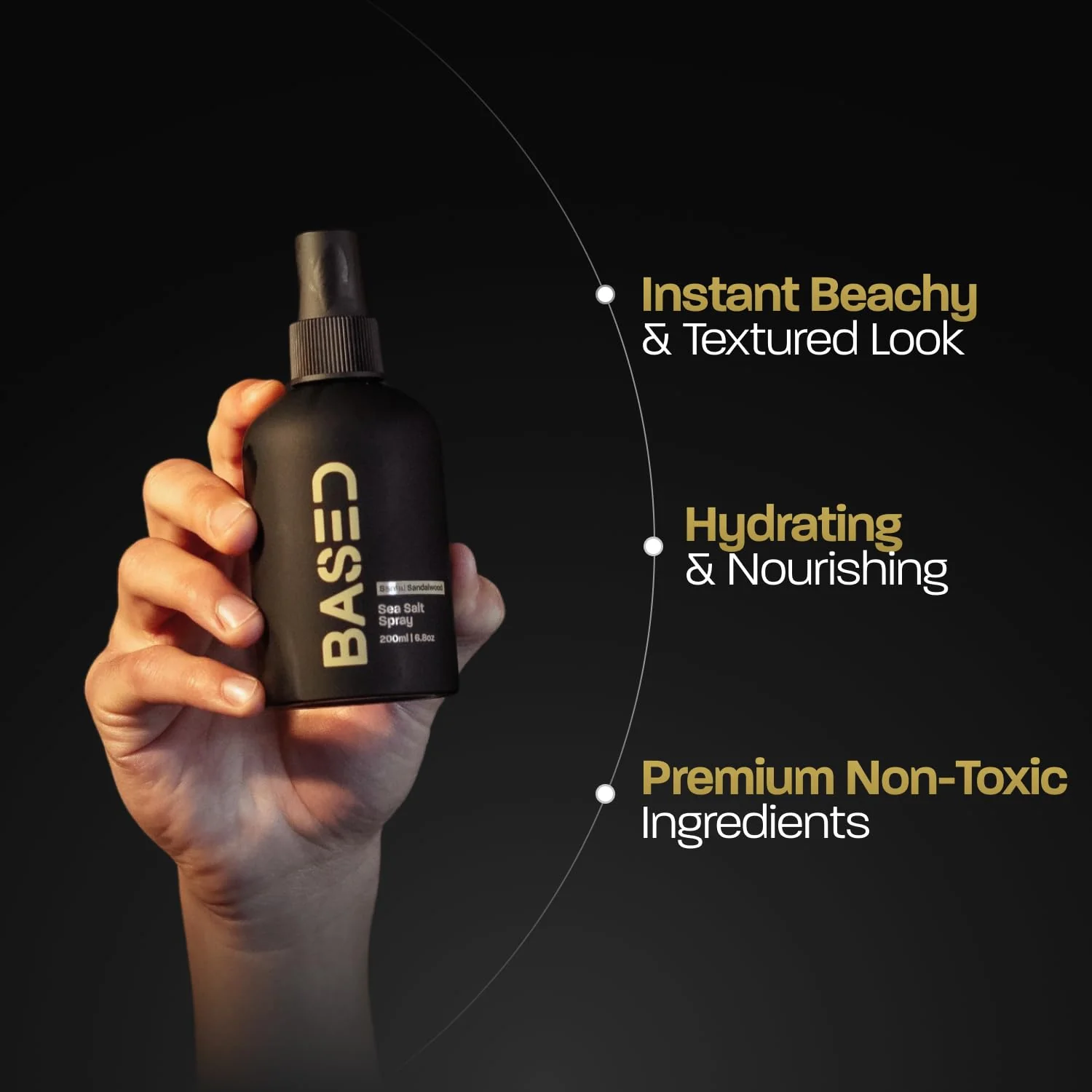 BASED Sea Salt Spray, Natural Finish Sea Salt Spray for Hair, Volume & Texture, Infused with Kelp & Vitamin B5, Light & Non-Greasy, Paraben Free, No Drying Alcohols, 6.8 oz (Pack of 1) - Image 5