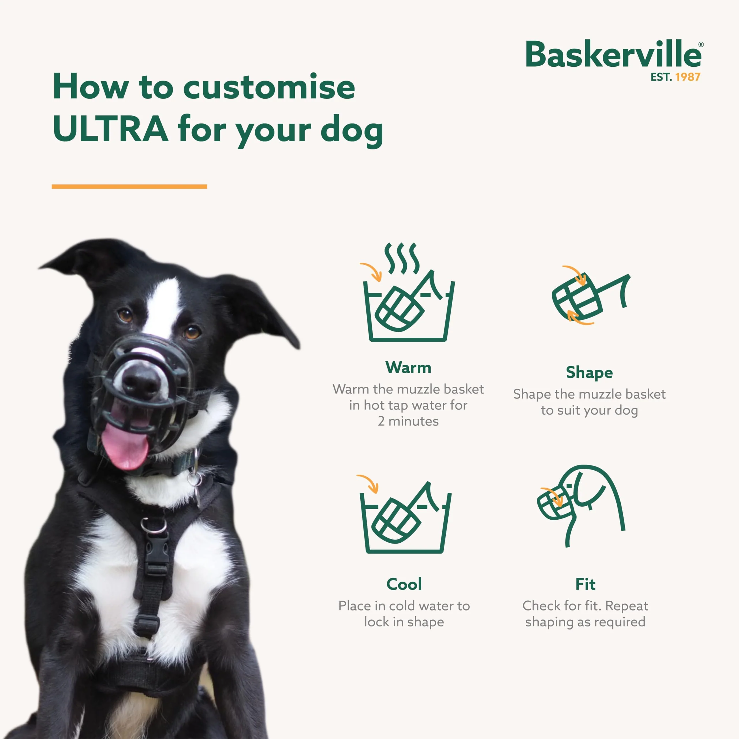Baskerville ULTRA Muzzle - Patented Humane Design, Breathable, Dog can Pant and Drink, Adjustable, Padded, Dog Training Muzzle for Small Dogs, Prevents Biting, Wildlife Scavenging (Size 1, Black) - Image 4