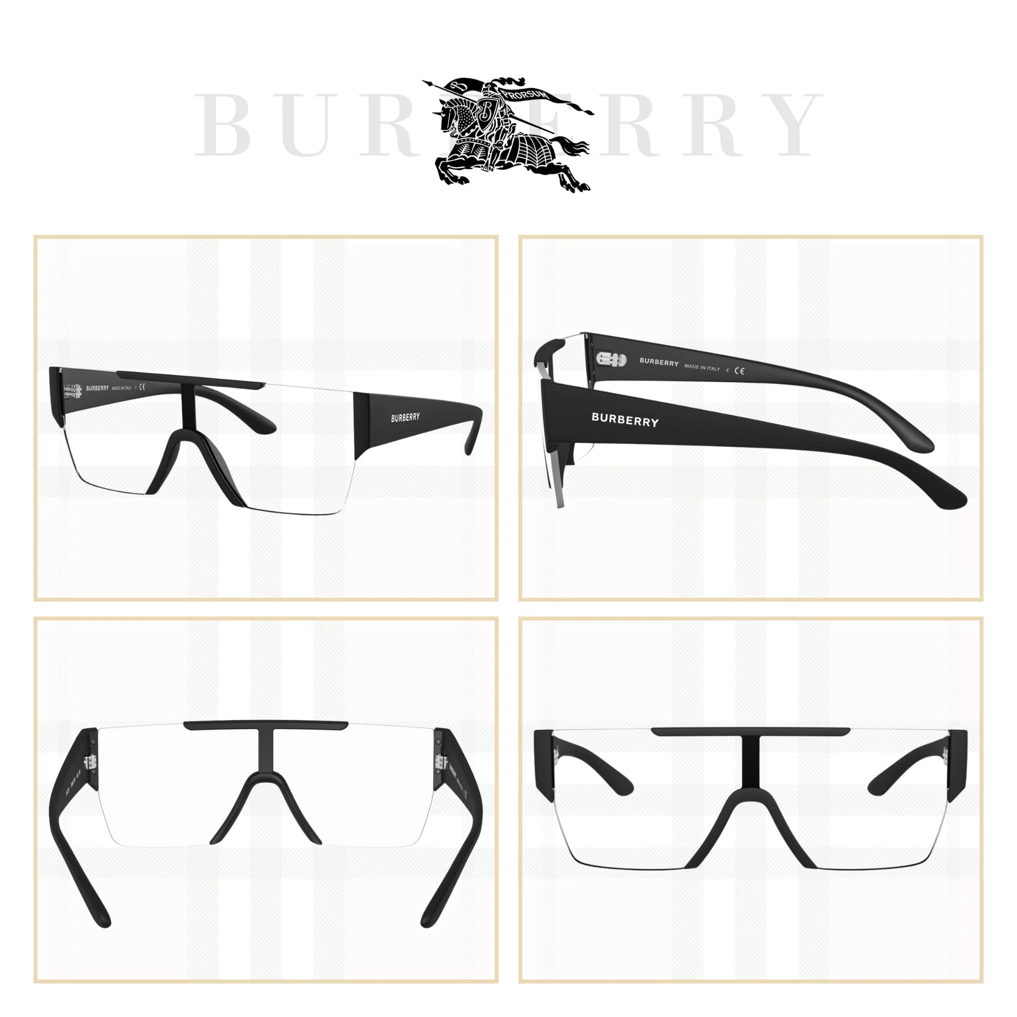 BE4291 34641W 38MM Matte Black/Clear Rectangular Sunglasses for Men +BUNDLE with ACCESSORY EYEWEAR KIT - Image 3