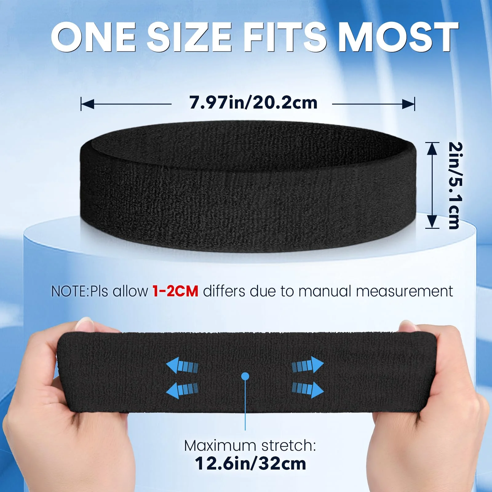 BEACE Sweatbands Sports Headband for Men & Women - Moisture Wicking Athletic Cotton Terry Cloth Sweatband for Tennis, Basketball, Running, Gym, Working Out - Image 2