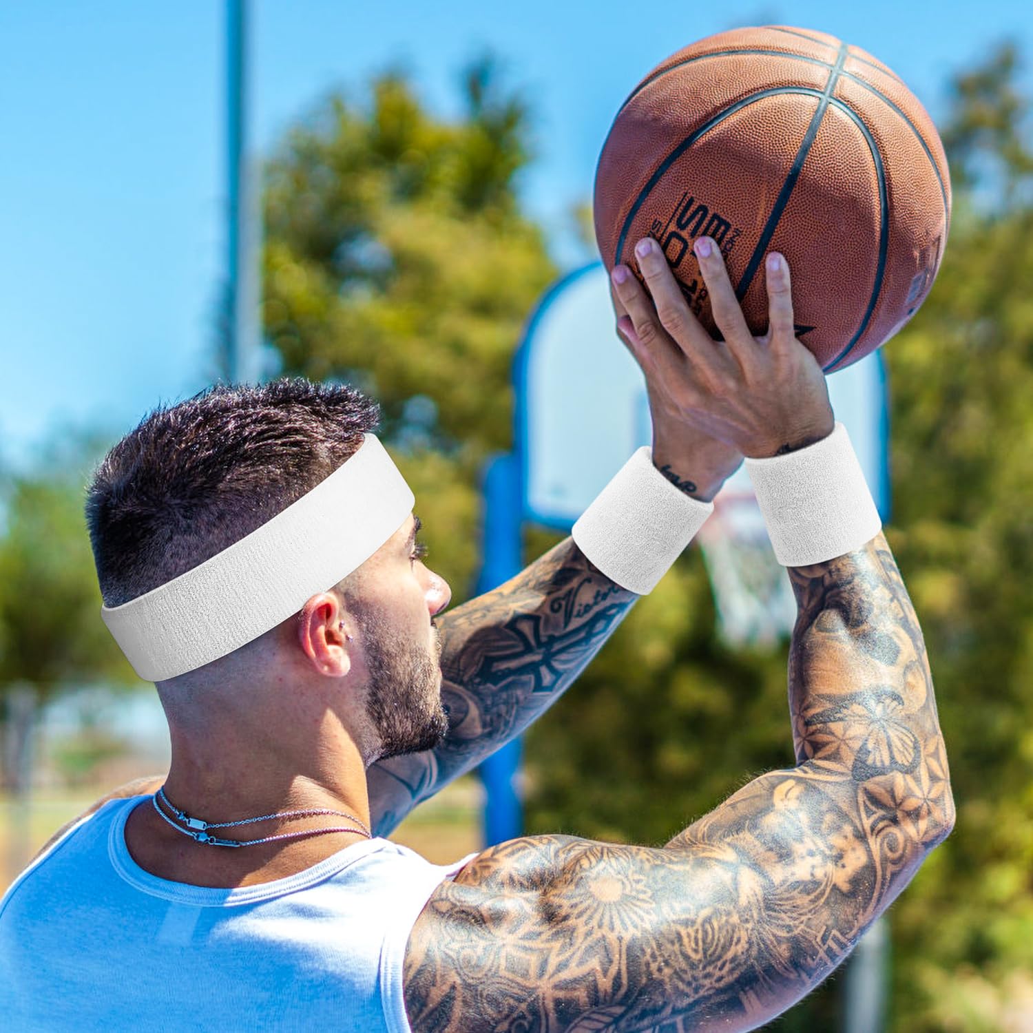 BEACE Sweatbands Sports Headband for Men & Women - Moisture Wicking Athletic Cotton Terry Cloth Sweatband for Tennis, Basketball, Running, Gym, Working Out - Image 6