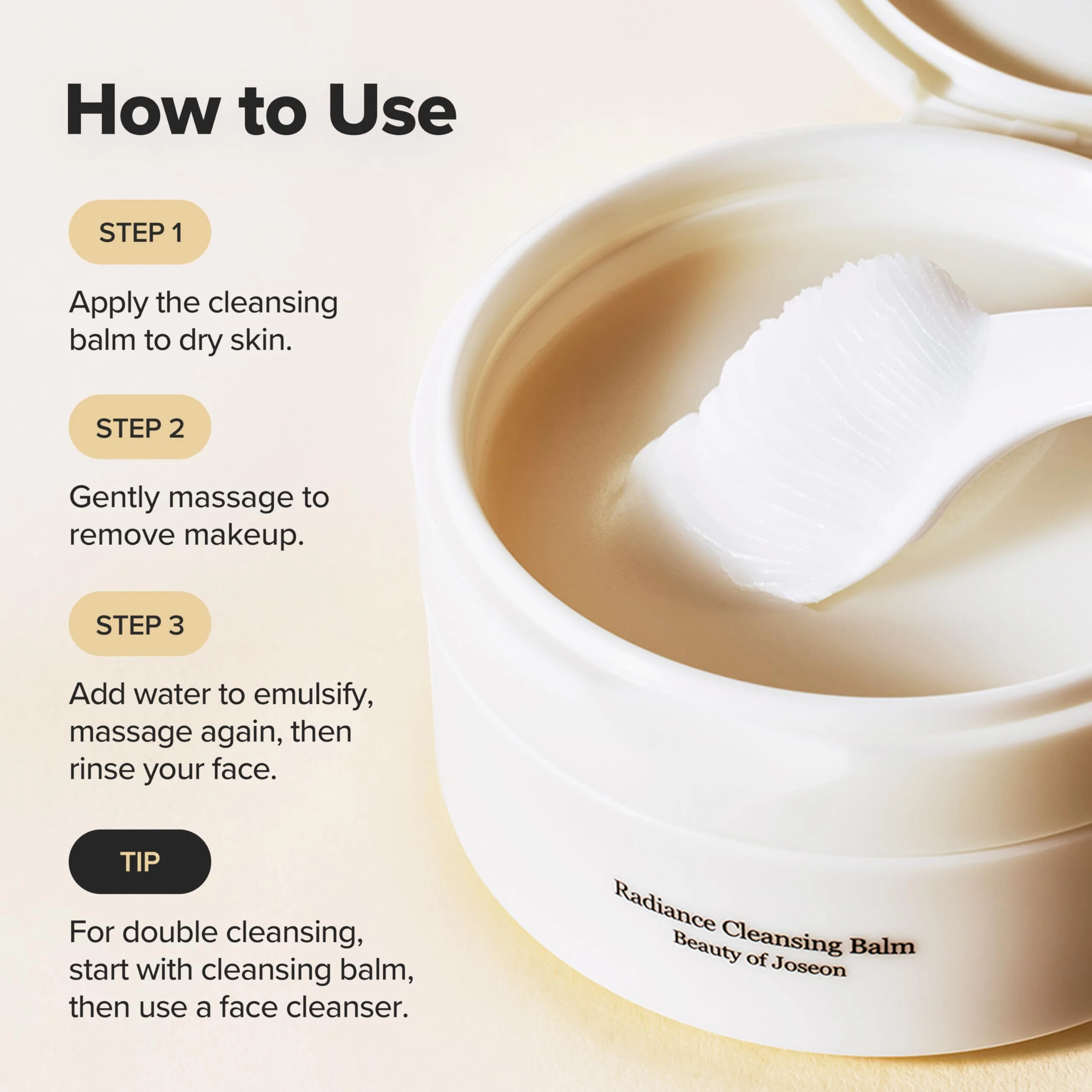 Beauty of Joseon Radiance Cleansing Balm Makeup, Sunscreen, Pore Cleanser for Sensitive Acne Skin. Korean Skincare for Men and Women 100ml, 3.38 fl.oz - Image 3