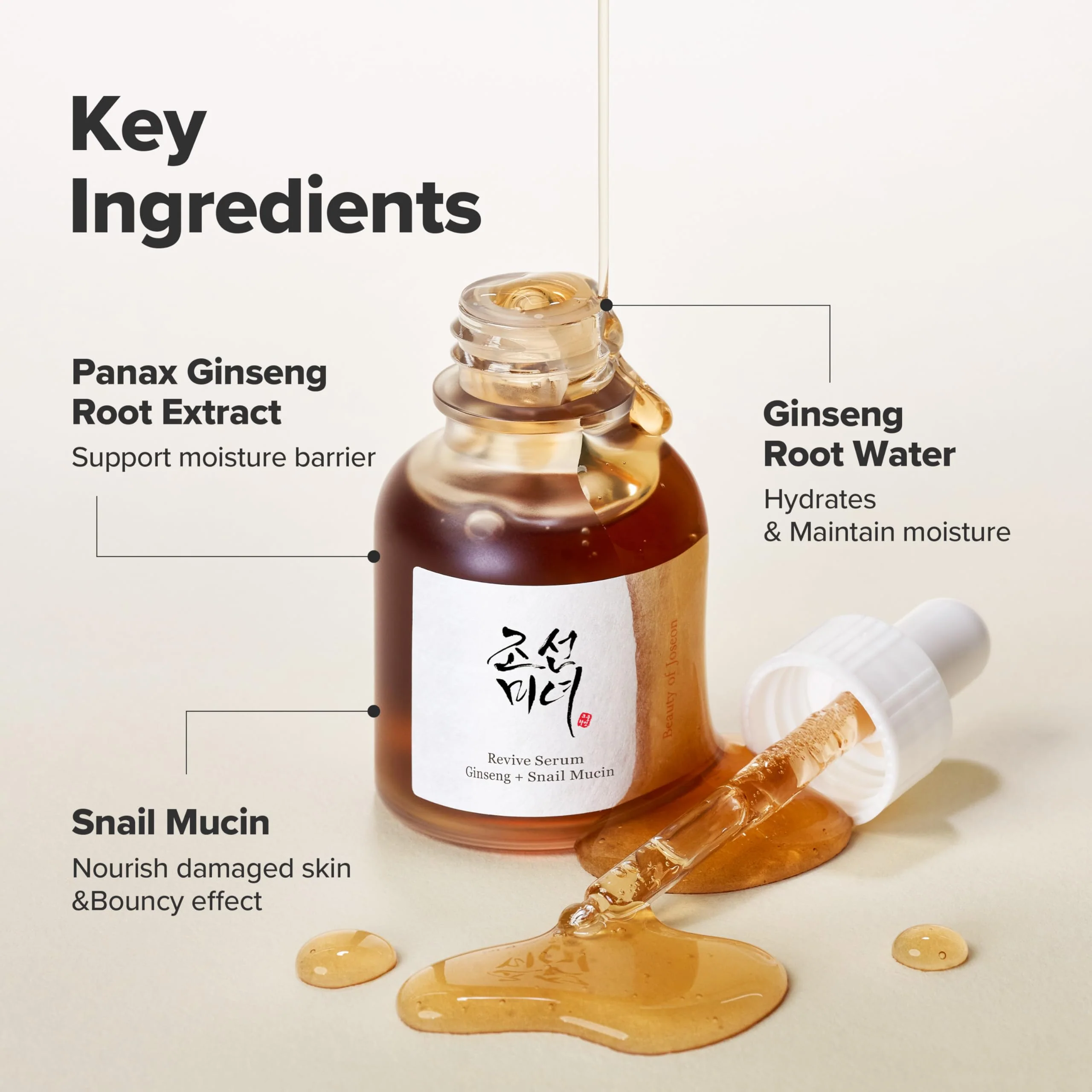 Beauty of Joseon Revive Snail Mucin Ginseng Serum Hydrating Peptide Facial Moisturizer Dark Spot Acne Scar Remover for Sensitive Face. Korean Skin Care for Men and Women, 30ml, 1fl. Oz - Image 6