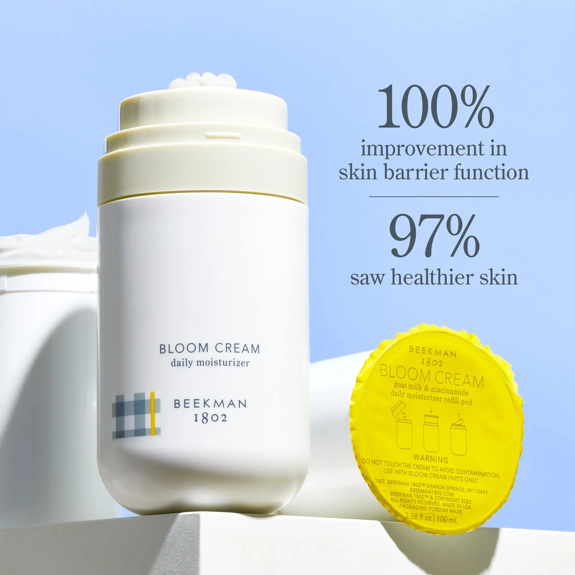 Beekman 1802 Bloom Cream Goat Milk Face Moisturizer Jumbo Refill Pod, 3.38 fl. oz. - Lightweight, Gentle, Deeply Hydrating & Nourishes Skin Barrier - All Skin Types - Cruelty Free - Image 2
