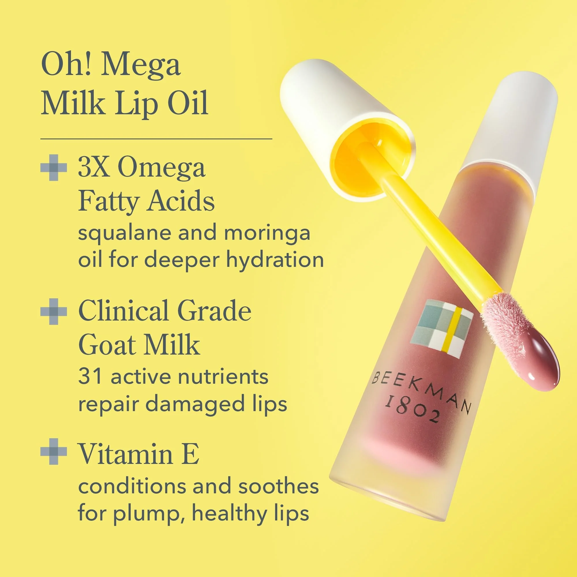 Beekman 1802 Oh Mega Milk Lip Oil - Fragrance Free - Squalane, Vitamin E & Goat Milk - Plumps & Hydrates Lips - 0.14 fl oz - Image 7