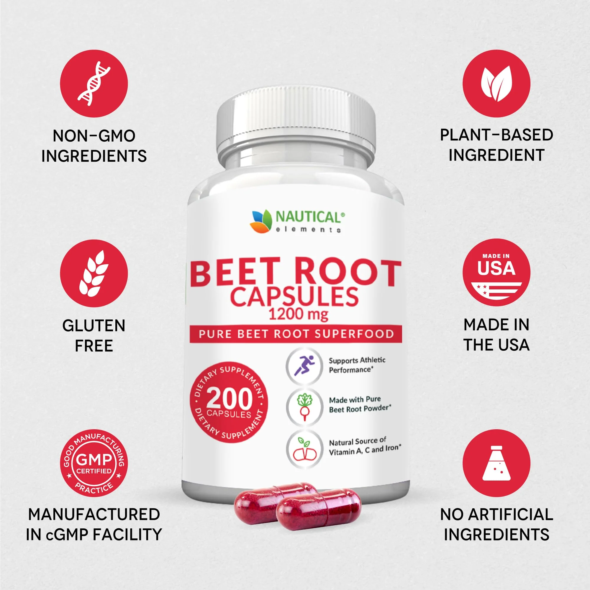 Beet Root Capsules - 1200mg Per Serving - 200 Beet Root Powder Capsules - Beetroot Powder Supports Blood Pressure, Athletic Performance, Digestive, Immune System (Pure, Non-GMO & Gluten Free - Image 7