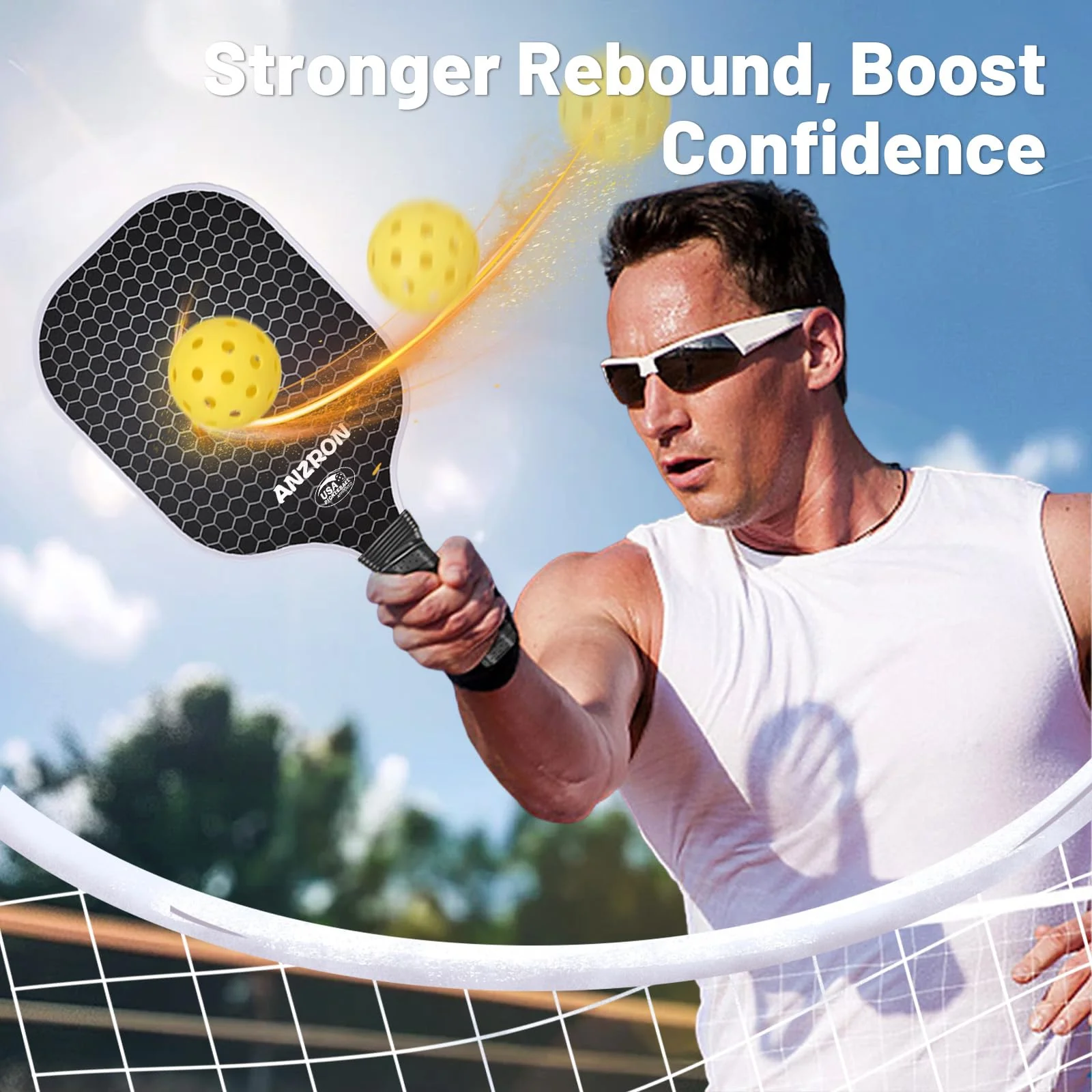 Beginner Pickleball Paddles Set of 2, 0.63” Fiberglass Pickleball Rackets with 4 Balls & Carry Bag, Lightweight Paddle Set for Men, Women & Youth - Image 4