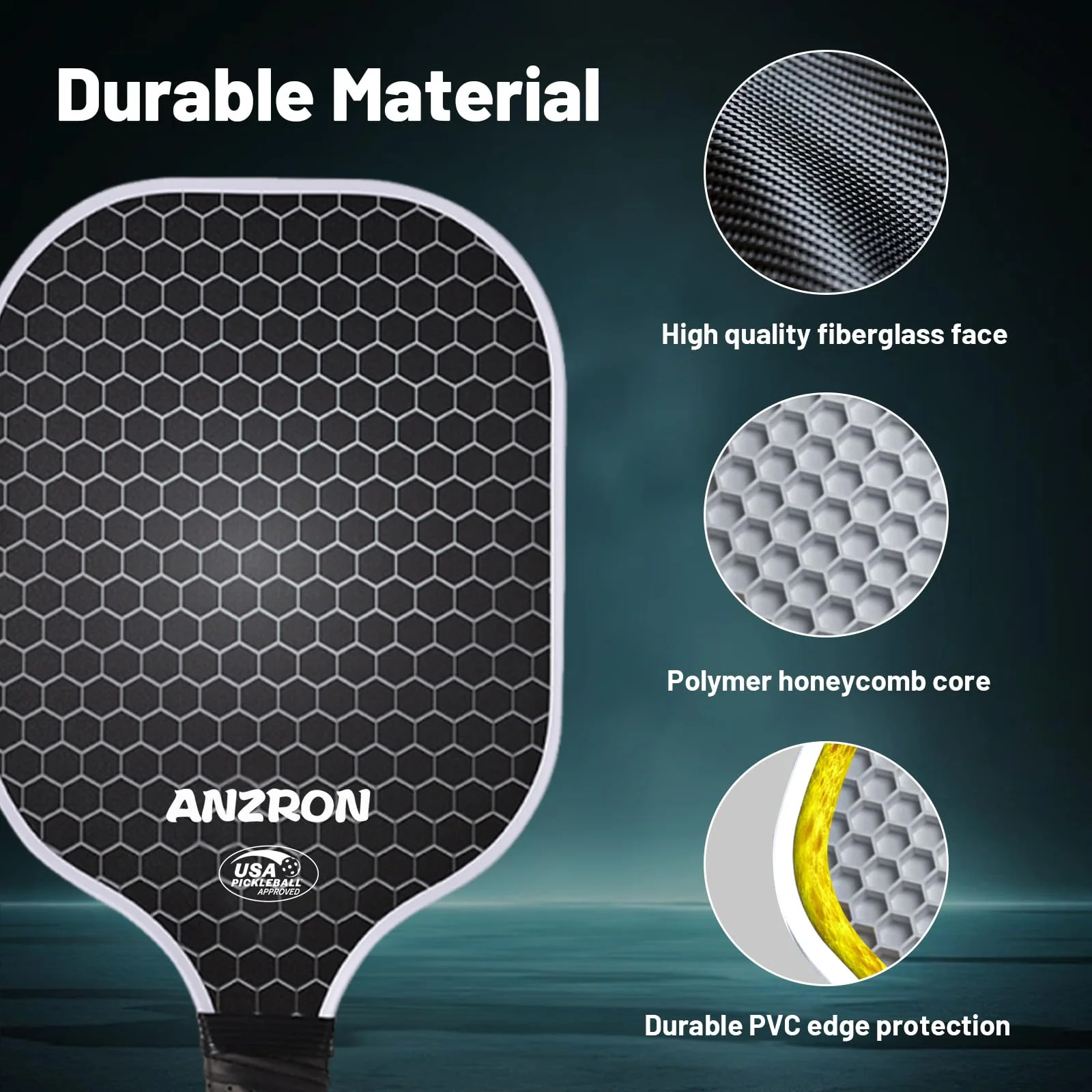 Beginner Pickleball Paddles Set of 2, 0.63” Fiberglass Pickleball Rackets with 4 Balls & Carry Bag, Lightweight Paddle Set for Men, Women & Youth - Image 7