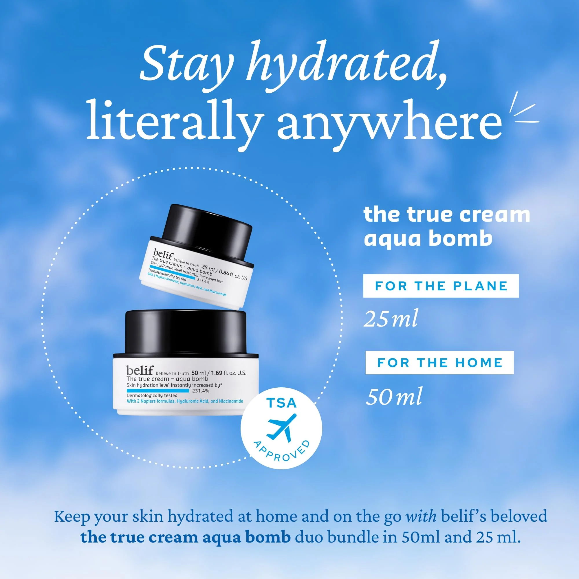 belif Aqua Bomb Home & Away Set: Full Size & Mini Aqua Bomb Daily Lightweight Face Moisturizer - Image 8