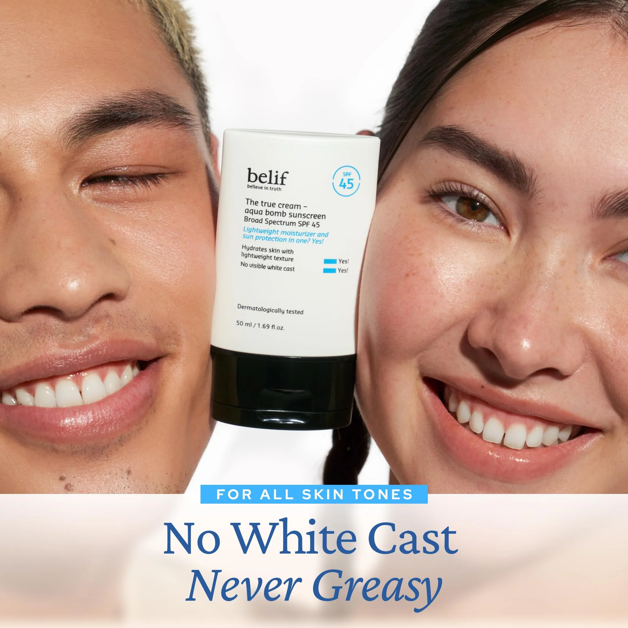 belif Aqua Bomb SPF 45 Hydrating Niacinamide Sunscreen (1.69 fl. oz) - The True Cream PA++++, Daily Broad Spectrum, No White Cast, Weightless & Invisible, Non-Greasy, Korean Skincare - Image 5