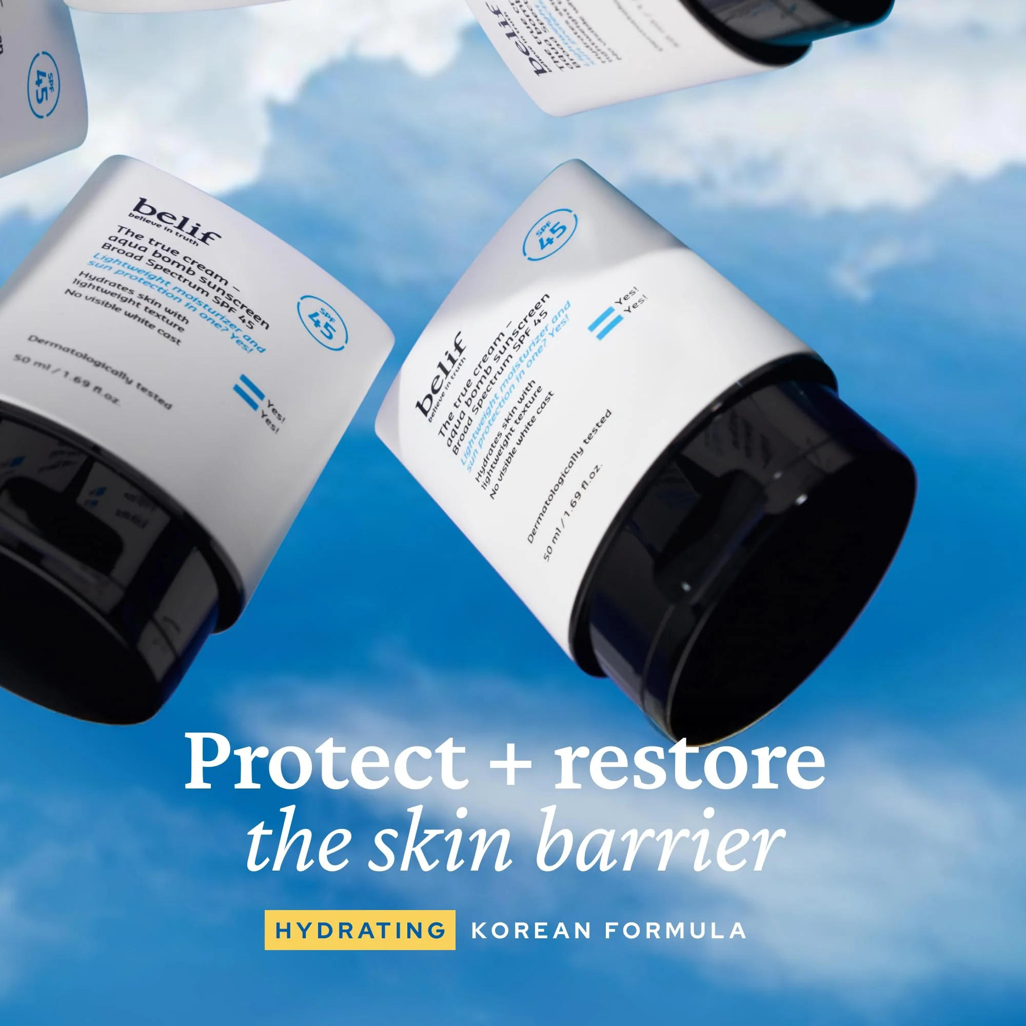 belif Aqua Bomb SPF 45 Hydrating Niacinamide Sunscreen (1.69 fl. oz) - The True Cream PA++++, Daily Broad Spectrum, No White Cast, Weightless & Invisible, Non-Greasy, Korean Skincare - Image 9