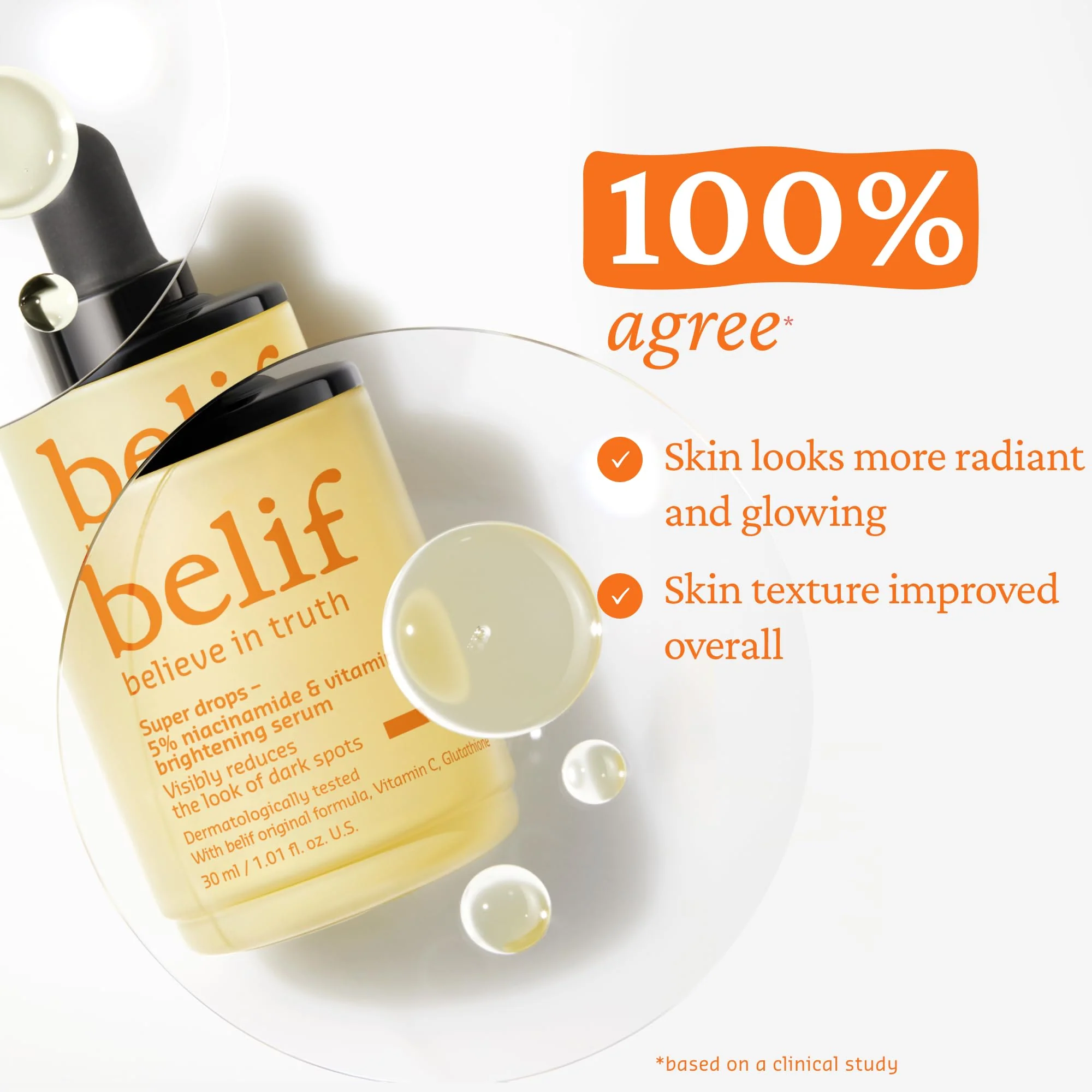 belif Niacinamide 5% & Vitamin C Super Drops Serum – Radiance-Boosting Serum for Uneven Skin Tone with AHA & Glutathione, Redness & Improve Post-Blemish Marks, Korean Skincare, 1.01 fl oz - Image 4