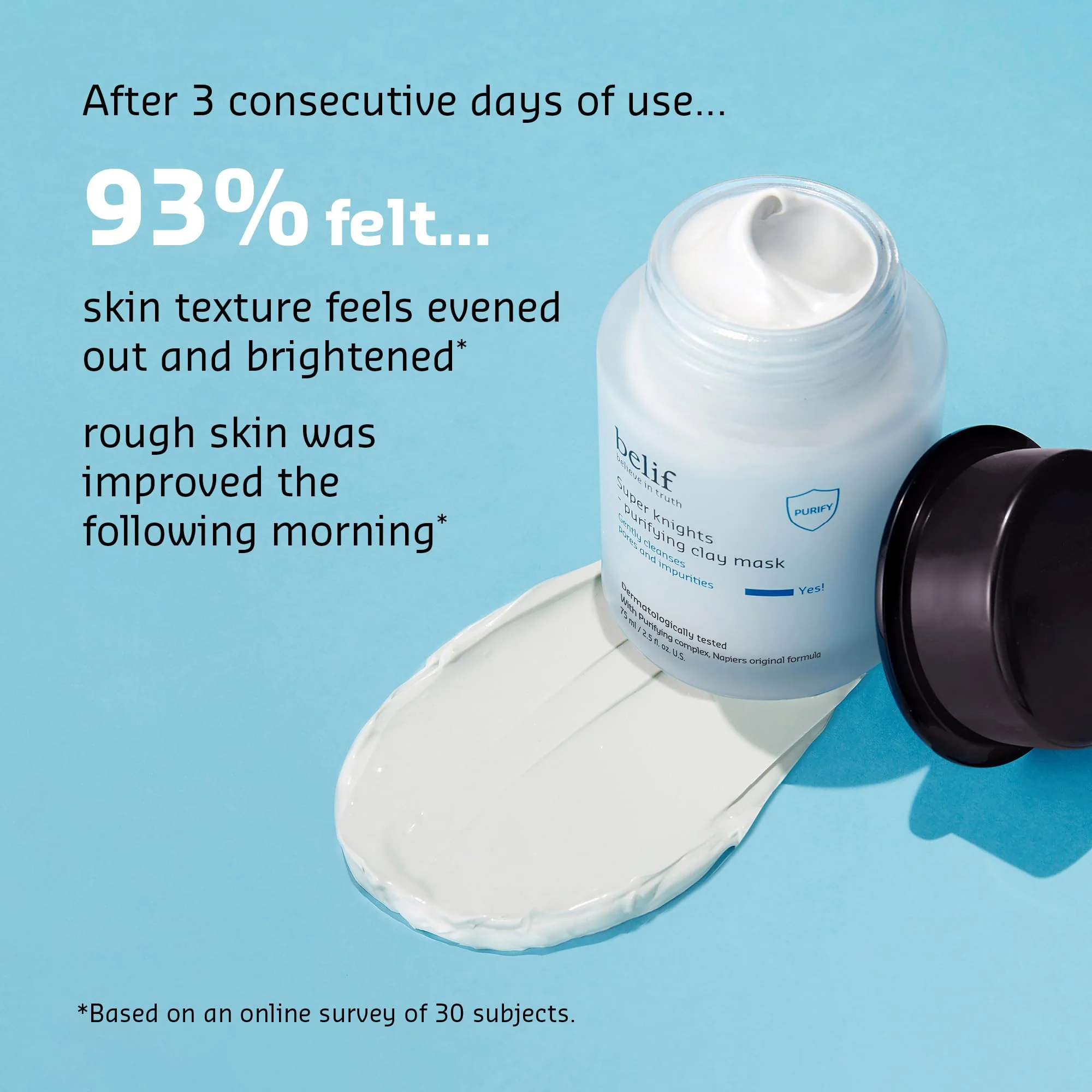 belif Super Knights Purifying Clay Mask, Hyaluronic Acid & Glycerin, Hydrating Wash Off Clay Face Mask, Pore Cleansing & Care, Targets Dryness, Oiliness & Uneven Texture, Korean Skin Care - Image 7