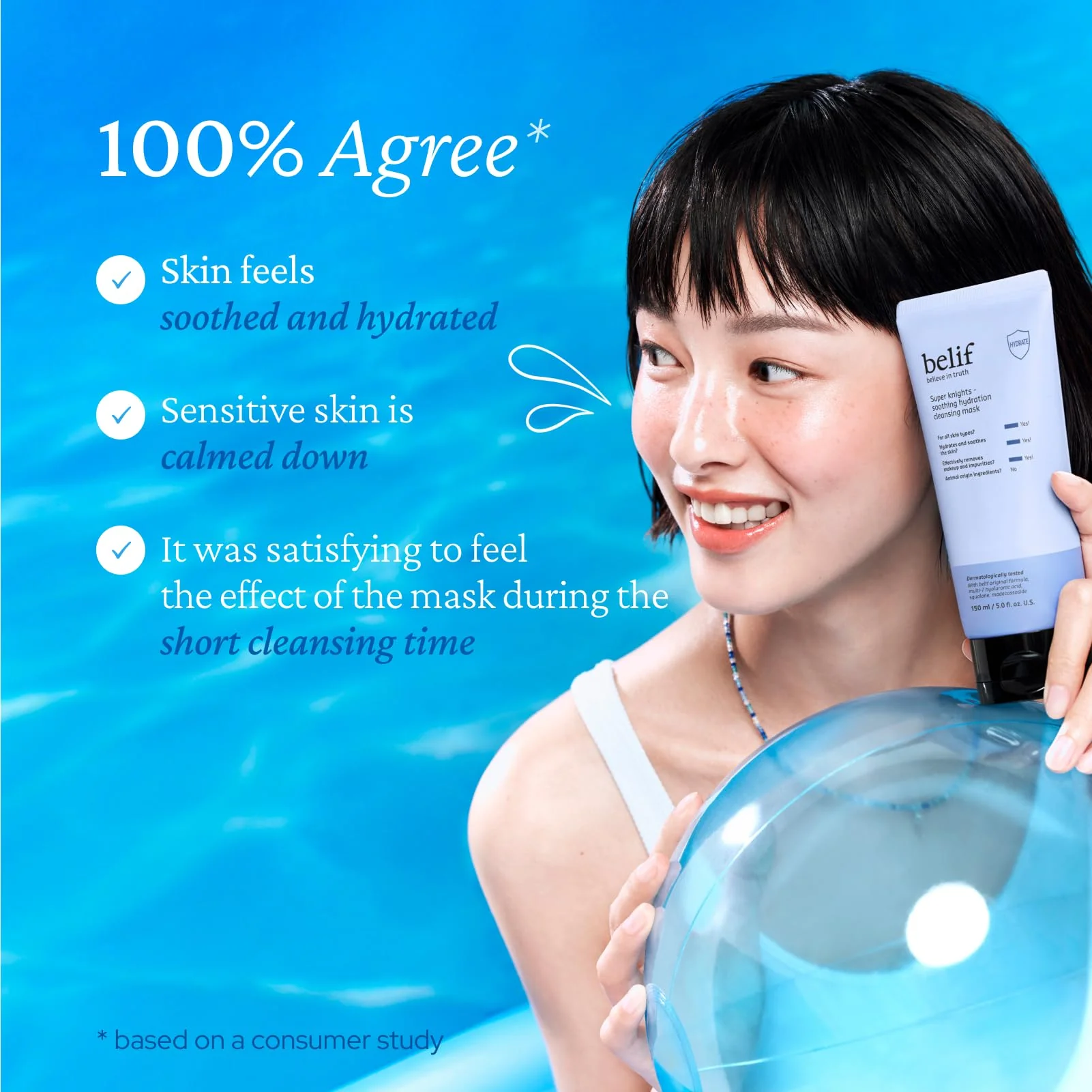 belif Super Knights - Soothing Hydration Cleansing Mask, 3-in-1 Facial Mask & Cleanser with Hyaluronic Acid, Squalane, Madecassoside | For Dry and Sensitive Skin | Korean Skincare (5.0 fl. oz) - Image 7